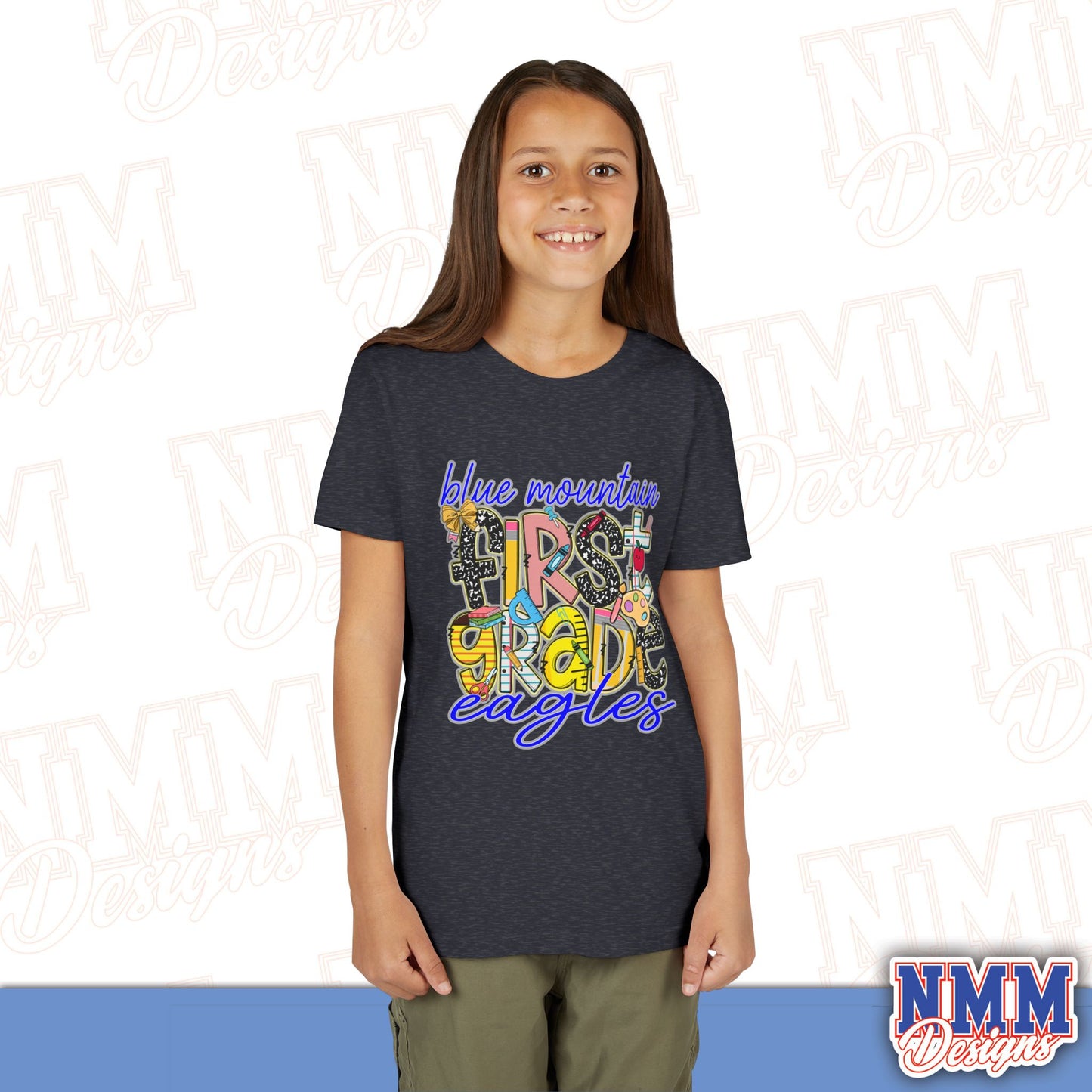 Blue Mountain Eagles First Grade Youth Shirt, Kids Sportswear, School Spirit Apparel, Back to School