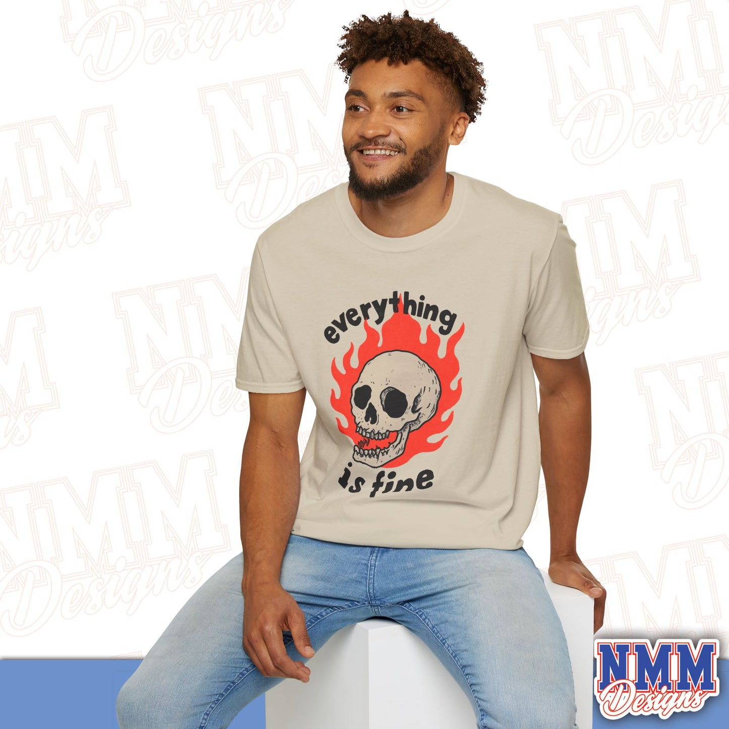 Everything is Fine Skull T-Shirt, Unisex Softstyle Tee, Casual Everyday Shirt, Gift for Skulls Lovers, Alternative Fashion Top