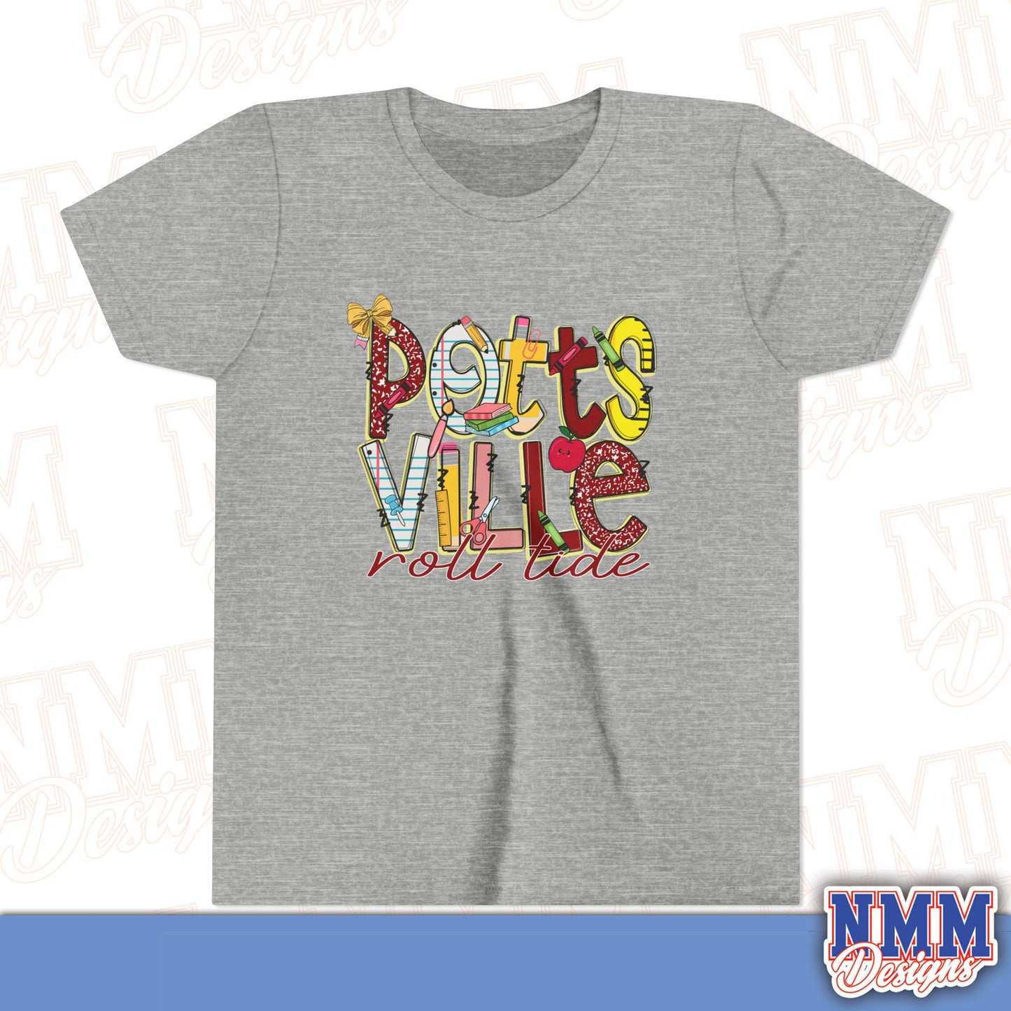 Pottsville Crimson Tide Youth Shirt, Kids Sportswear, School Spirit Apparel, Back to School