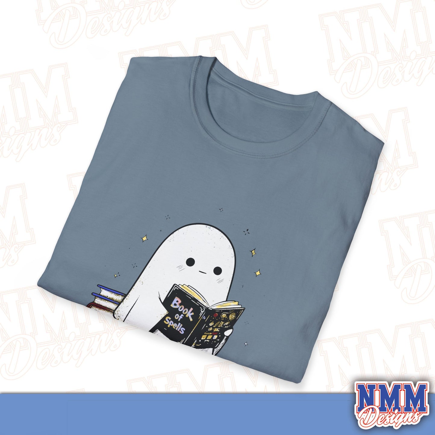 Ghost T-Shirt - Cute Ghost Reading a Book of Spells
