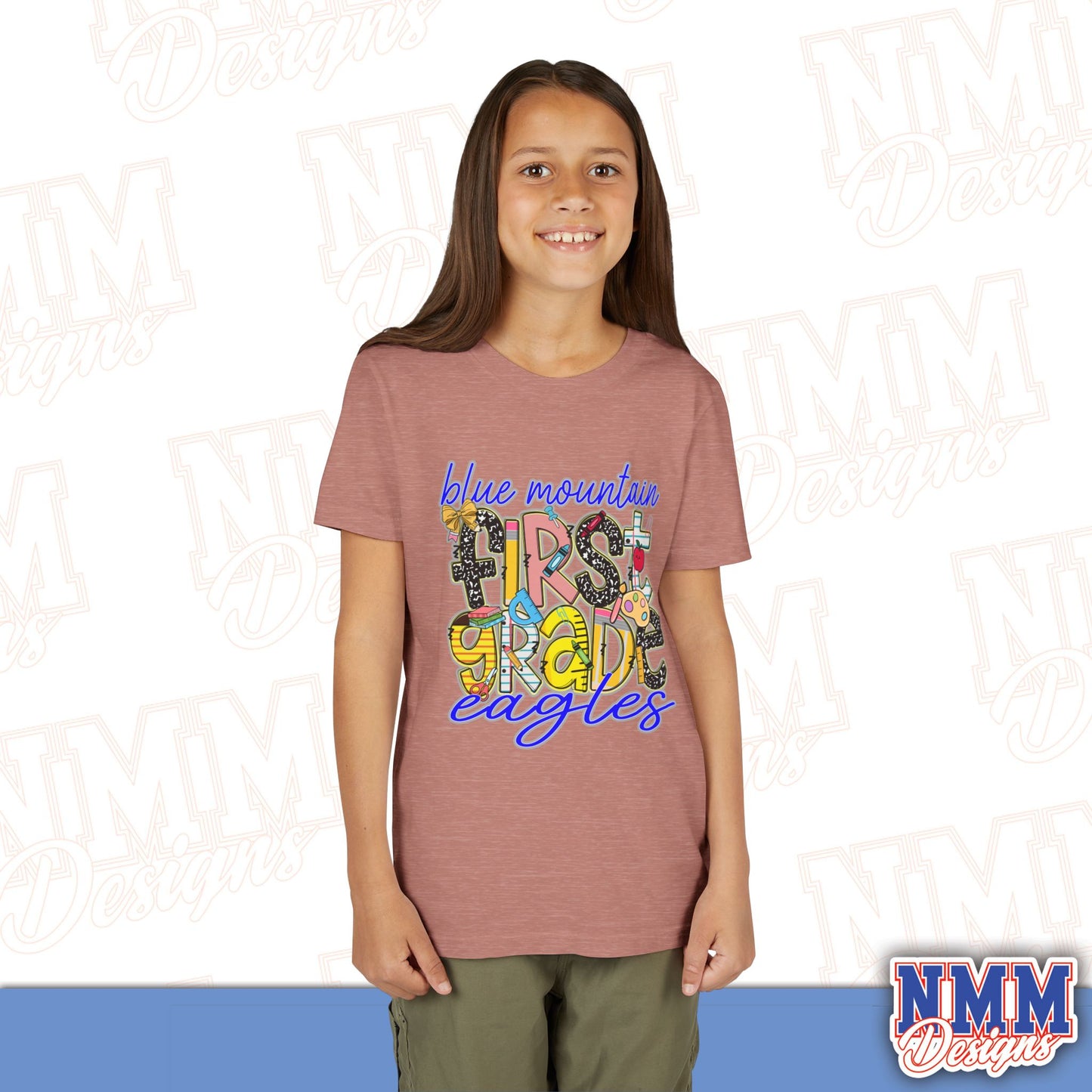 Blue Mountain Eagles First Grade Youth Shirt, Kids Sportswear, School Spirit Apparel, Back to School