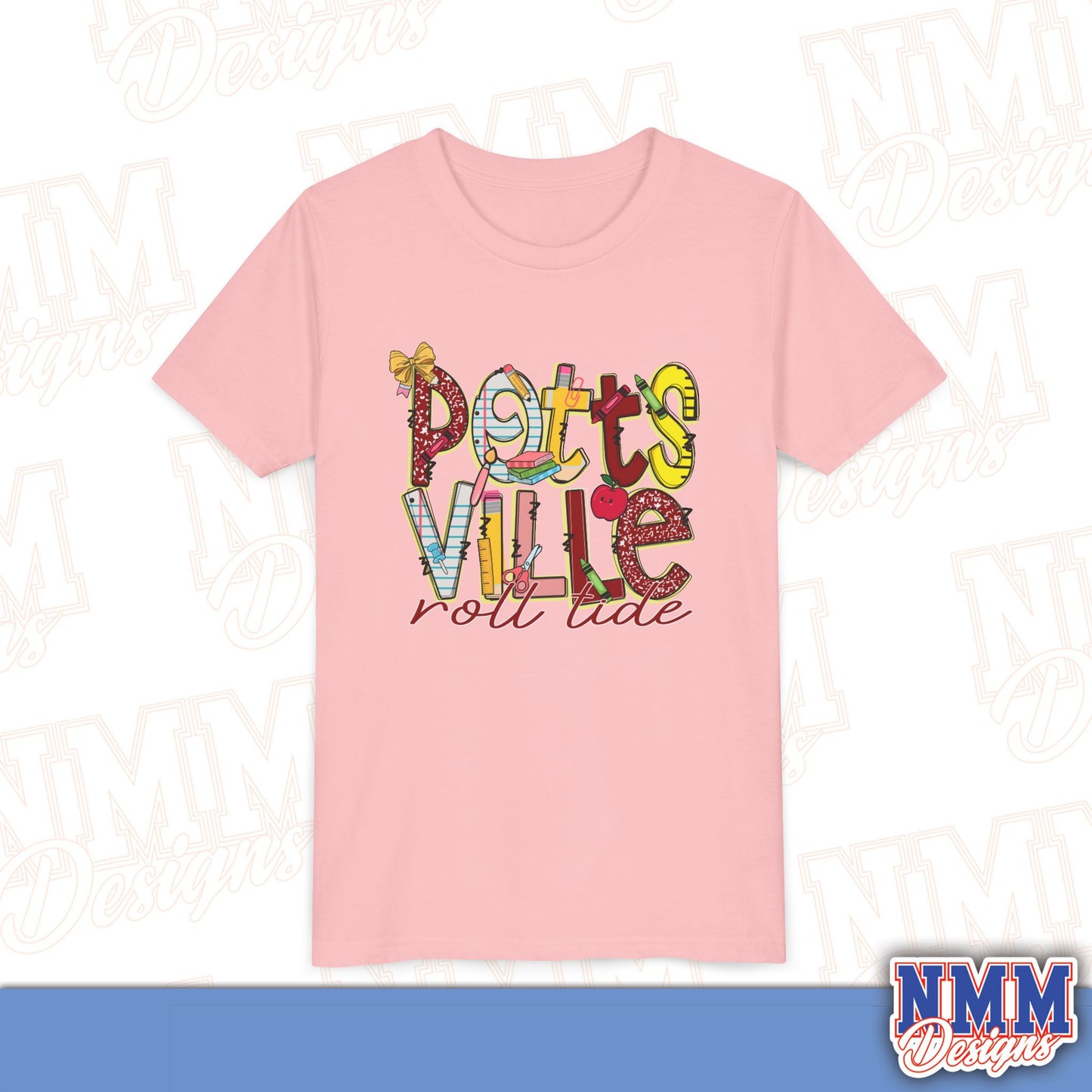 Pottsville Crimson Tide Youth Shirt, Kids Sportswear, School Spirit Apparel, Back to School