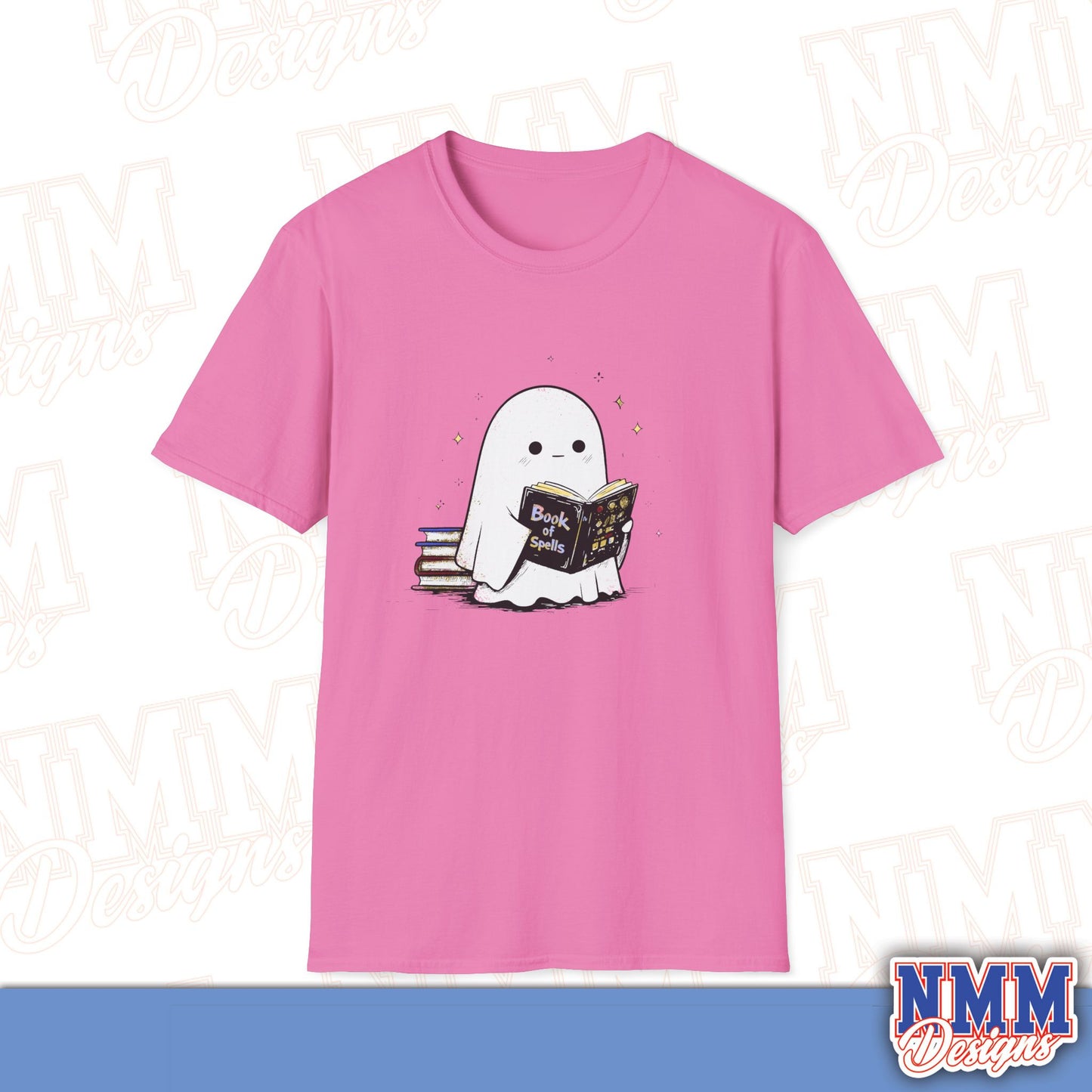Ghost T-Shirt - Cute Ghost Reading a Book of Spells