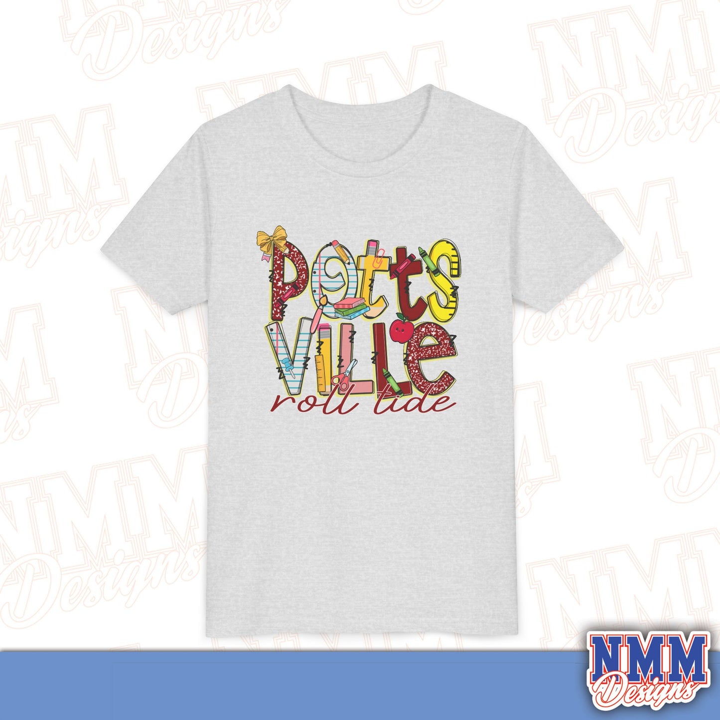 Pottsville Crimson Tide Youth Shirt, Kids Sportswear, School Spirit Apparel, Back to School