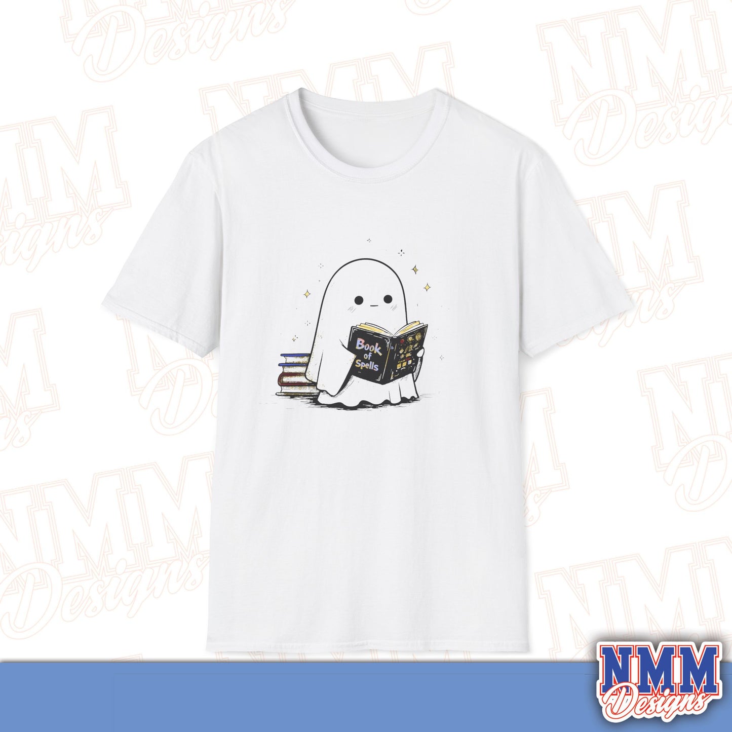 Ghost T-Shirt - Cute Ghost Reading a Book of Spells