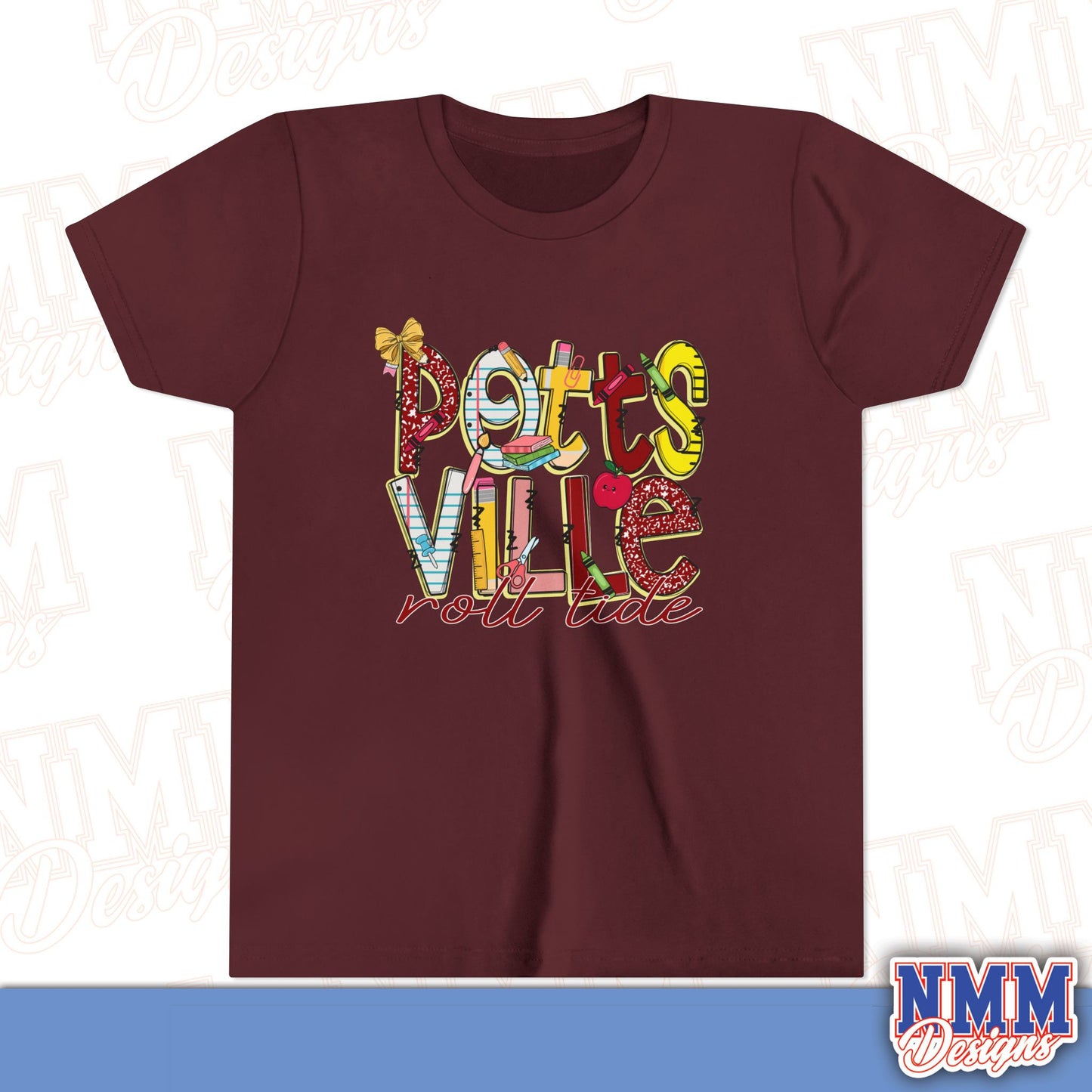 Pottsville Crimson Tide Youth Shirt, Kids Sportswear, School Spirit Apparel, Back to School