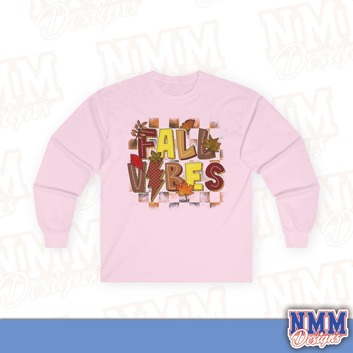 Fall Vibes Long Sleeve Tee, Cozy Autumn Shirt, Perfect for Thanksgiving, Seasonal Fashion, Gift for Fall Lovers, Unisex Cotton Top