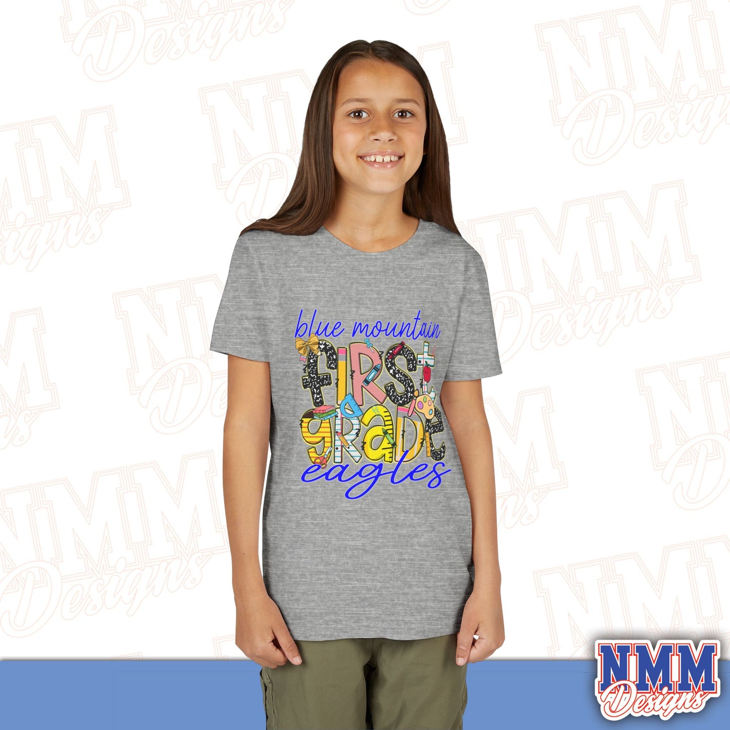 Blue Mountain Eagles First Grade Youth Shirt, Kids Sportswear, School Spirit Apparel, Back to School