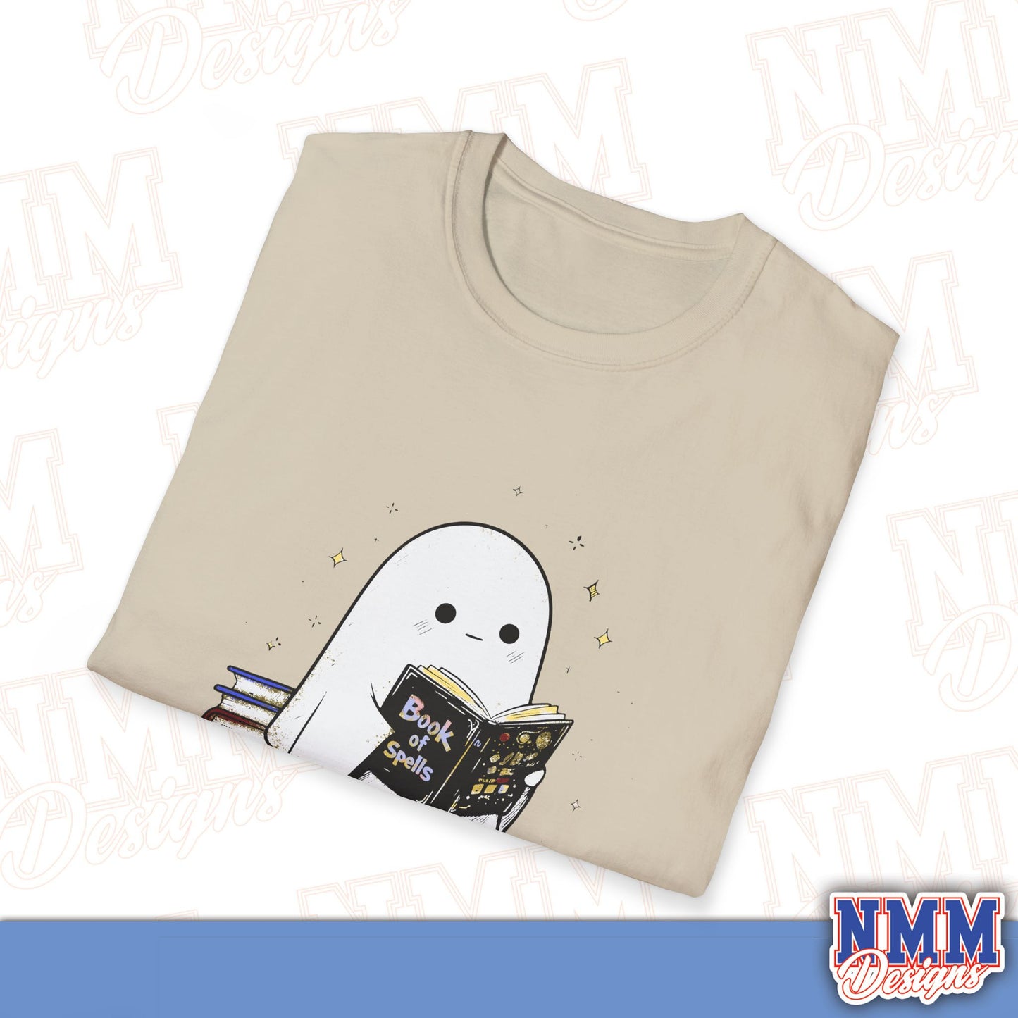 Ghost T-Shirt - Cute Ghost Reading a Book of Spells