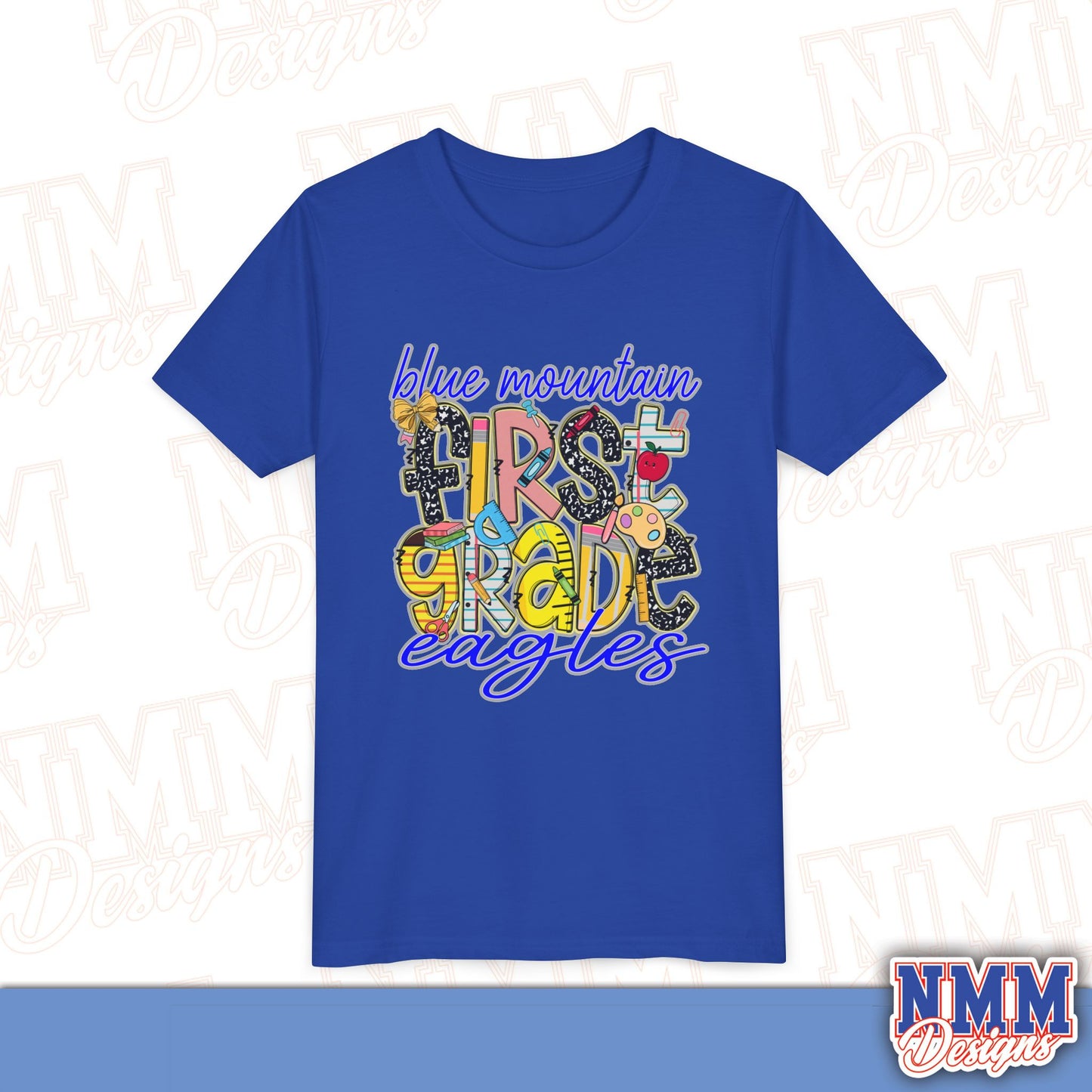 Blue Mountain Eagles First Grade Youth Shirt, Kids Sportswear, School Spirit Apparel, Back to School