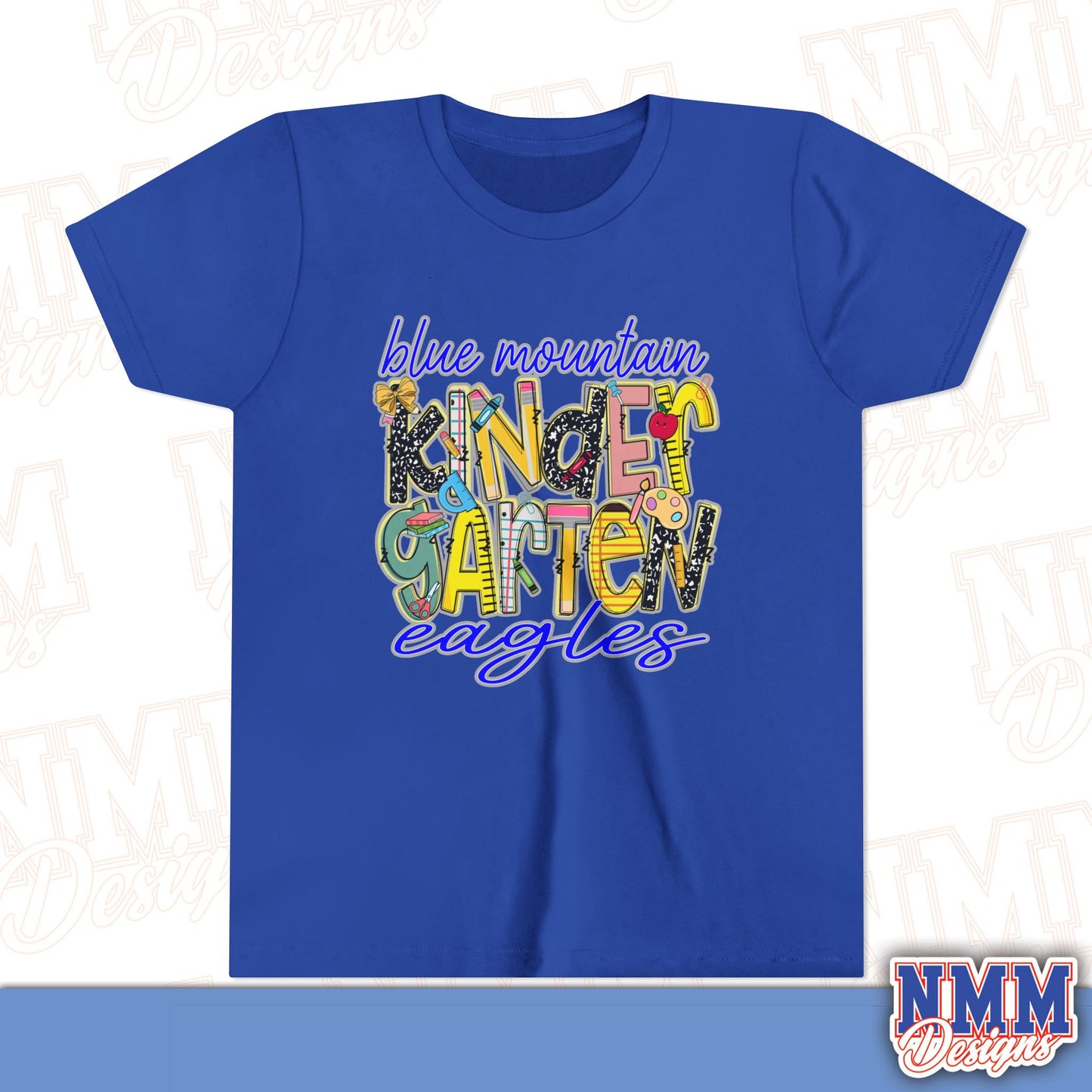 Blue Mountain Eagles Kindergarten Youth Shirt, Kids Sportswear, School Spirit Apparel, Back to School