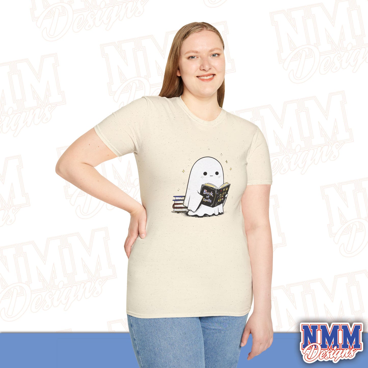 Ghost T-Shirt - Cute Ghost Reading a Book of Spells