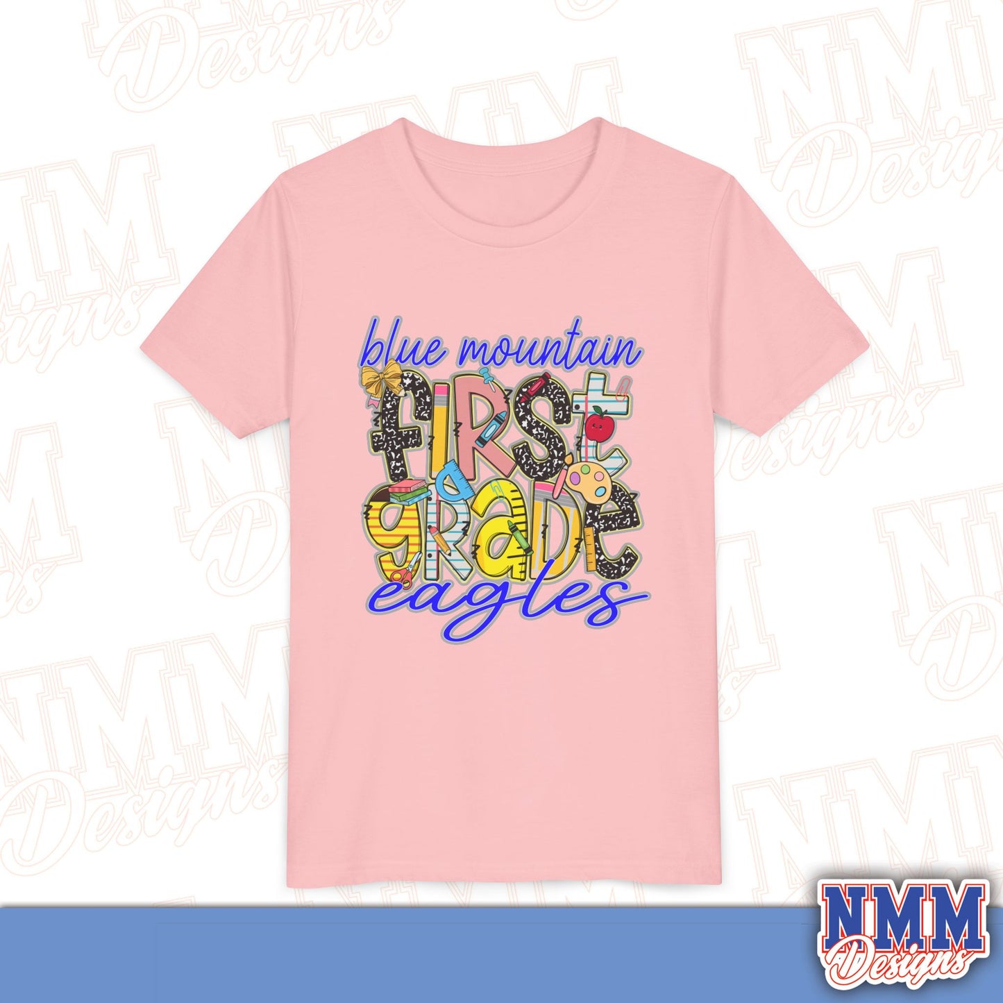 Blue Mountain Eagles First Grade Youth Shirt, Kids Sportswear, School Spirit Apparel, Back to School
