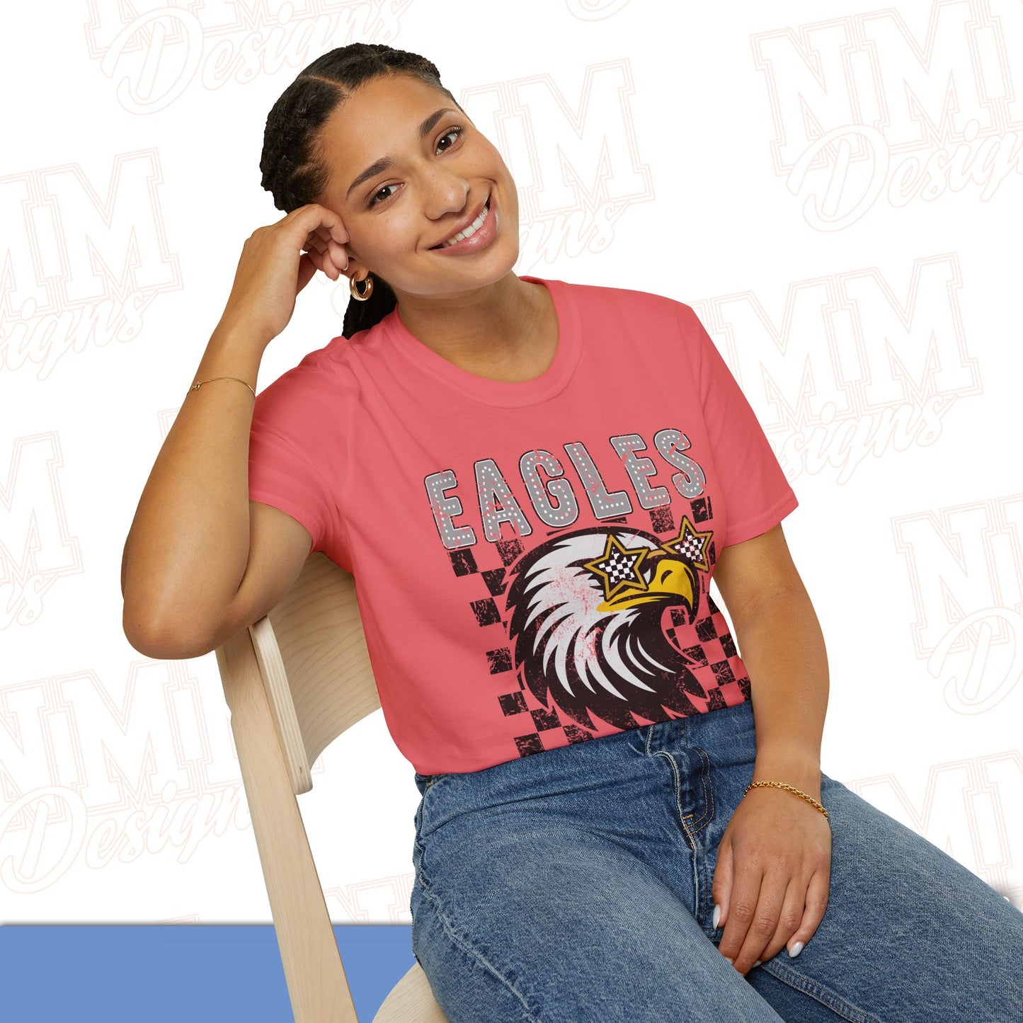 Eagle Graphic T-Shirt, Vintage Style Eagle Tee, Unisex Softstyle Shirt, Perfect for Game Day, Eagle Lover Gift, Casual Wear