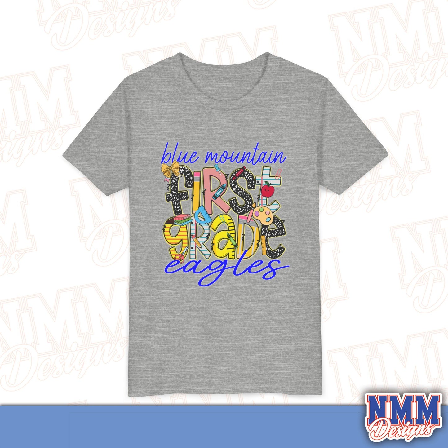 Blue Mountain Eagles First Grade Youth Shirt, Kids Sportswear, School Spirit Apparel, Back to School