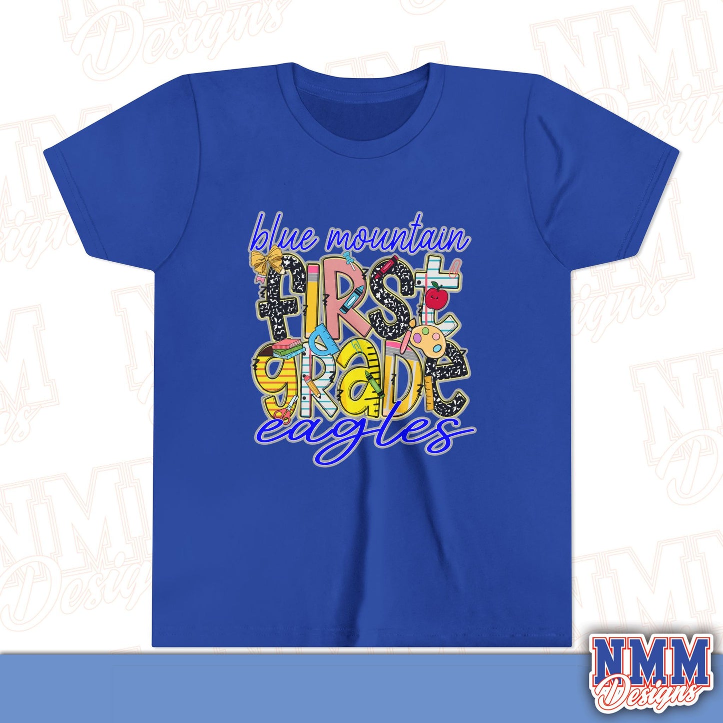 Blue Mountain Eagles First Grade Youth Shirt, Kids Sportswear, School Spirit Apparel, Back to School