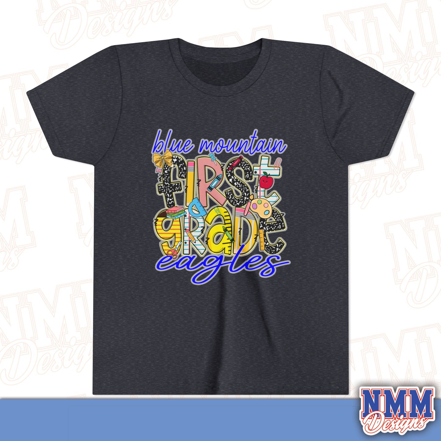 Blue Mountain Eagles First Grade Youth Shirt, Kids Sportswear, School Spirit Apparel, Back to School