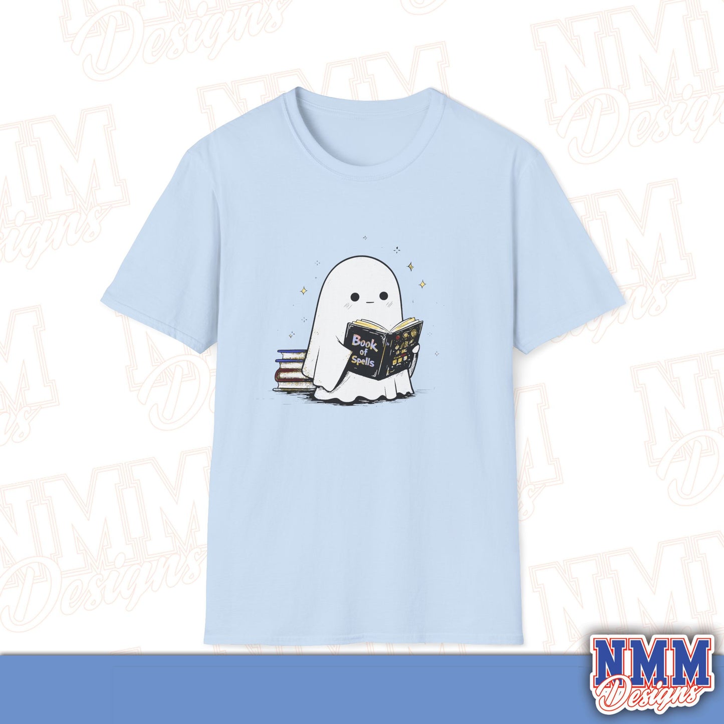 Ghost T-Shirt - Cute Ghost Reading a Book of Spells