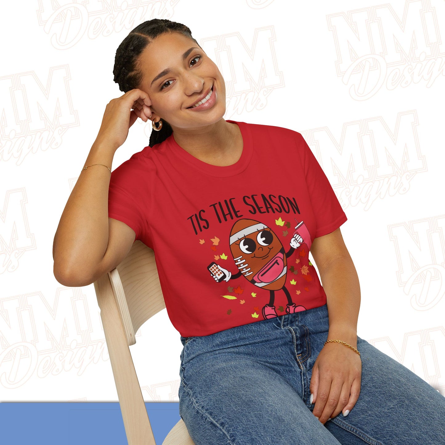 Festive Football T-Shirt, Unisex Softstyle Tee, Perfect for Game Day, Sports Events, Fall Celebrations, Holiday Gatherings, Casual Wear
