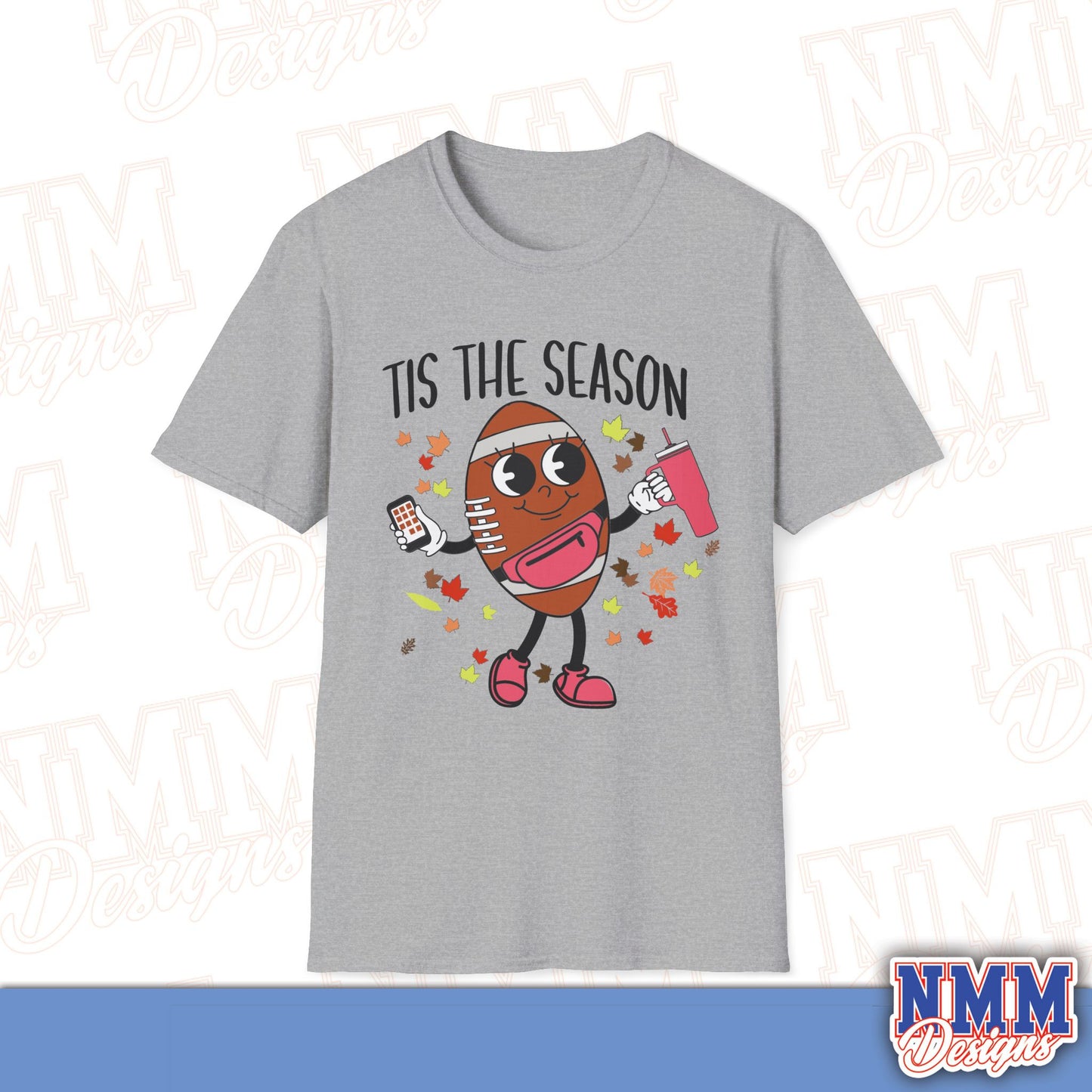 Festive Football T-Shirt, Unisex Softstyle Tee, Perfect for Game Day, Sports Events, Fall Celebrations, Holiday Gatherings, Casual Wear