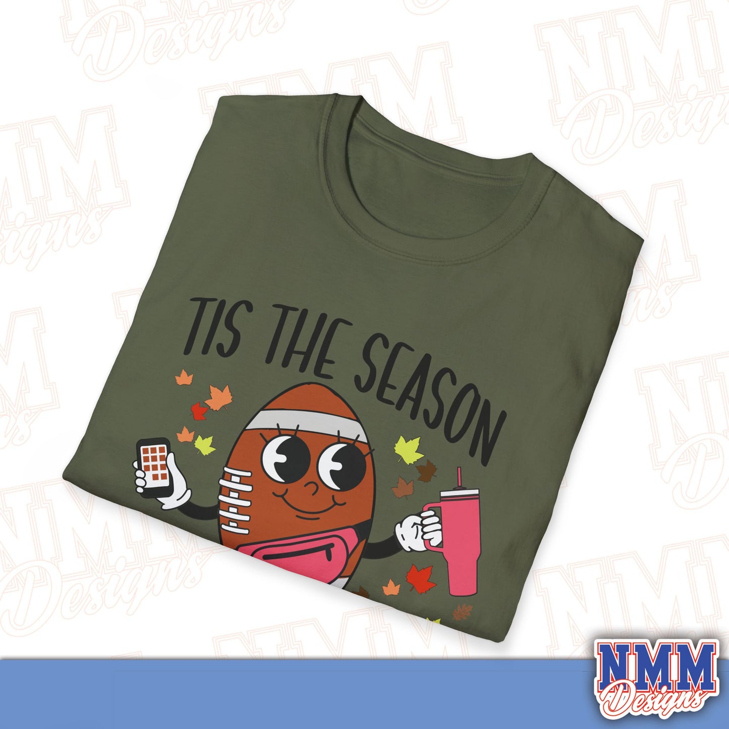 Festive Football T-Shirt, Unisex Softstyle Tee, Perfect for Game Day, Sports Events, Fall Celebrations, Holiday Gatherings, Casual Wear