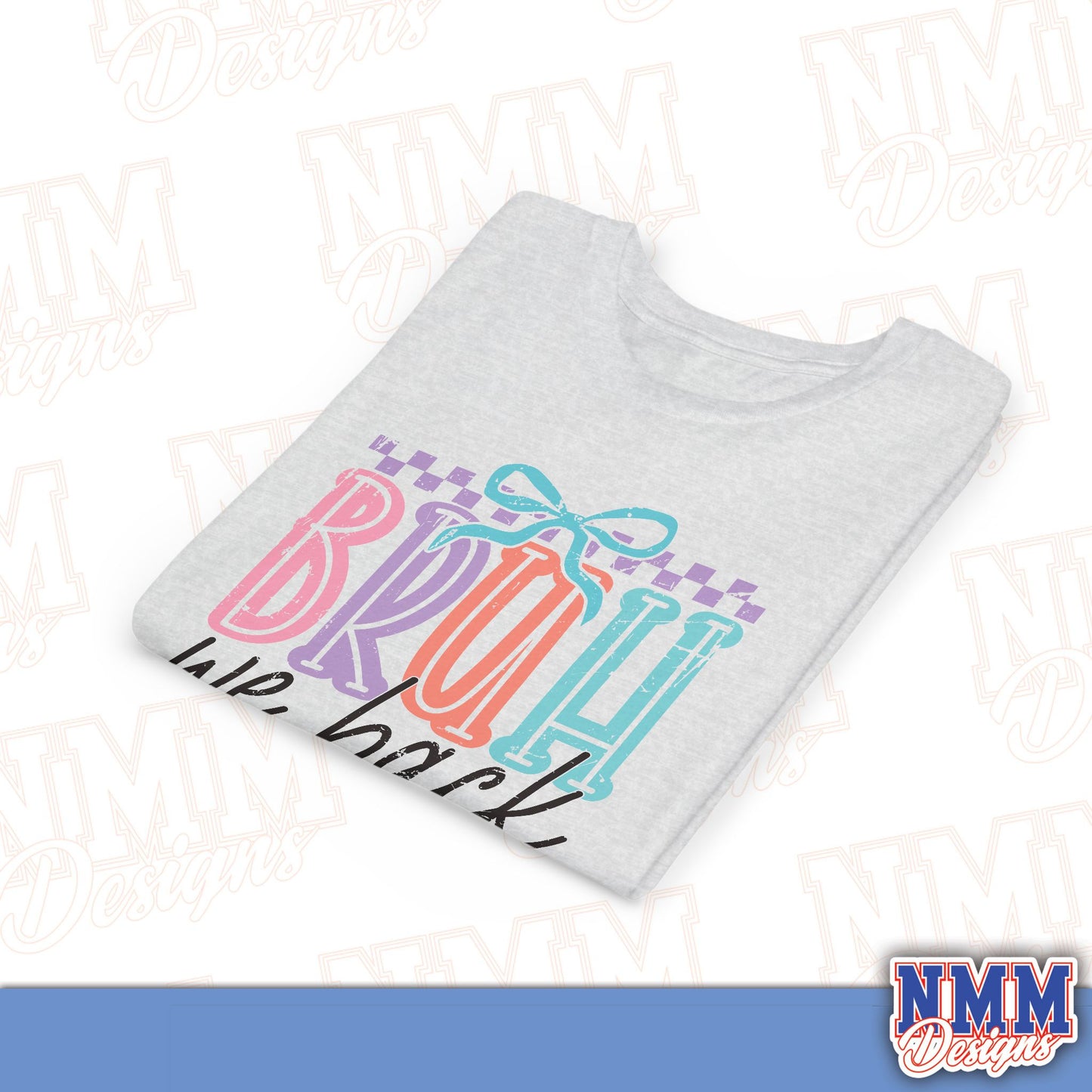 Colorful Youth Short Sleeve Tee - 'Bruh We Back' Fun Graphic T-Shirt for Kids, Birthday Gift, Everyday Wear, Summer Vibes, Trendy Apparel