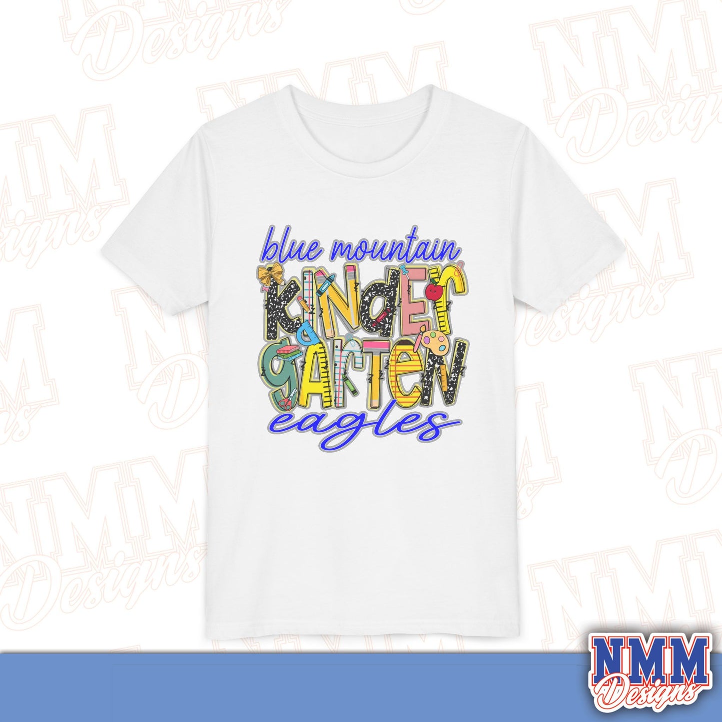 Blue Mountain Eagles Kindergarten Youth Shirt, Kids Sportswear, School Spirit Apparel, Back to School