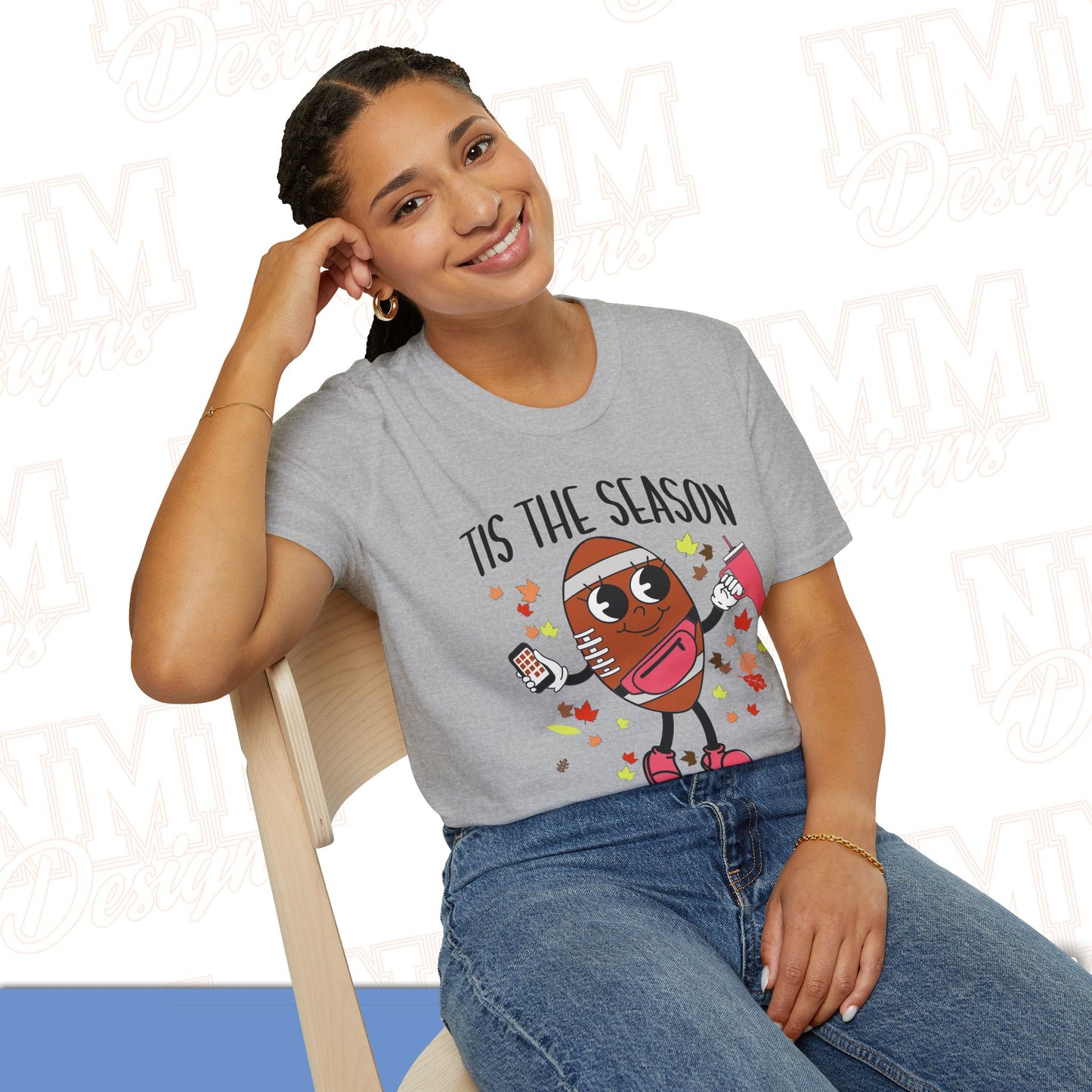 Festive Football T-Shirt, Unisex Softstyle Tee, Perfect for Game Day, Sports Events, Fall Celebrations, Holiday Gatherings, Casual Wear