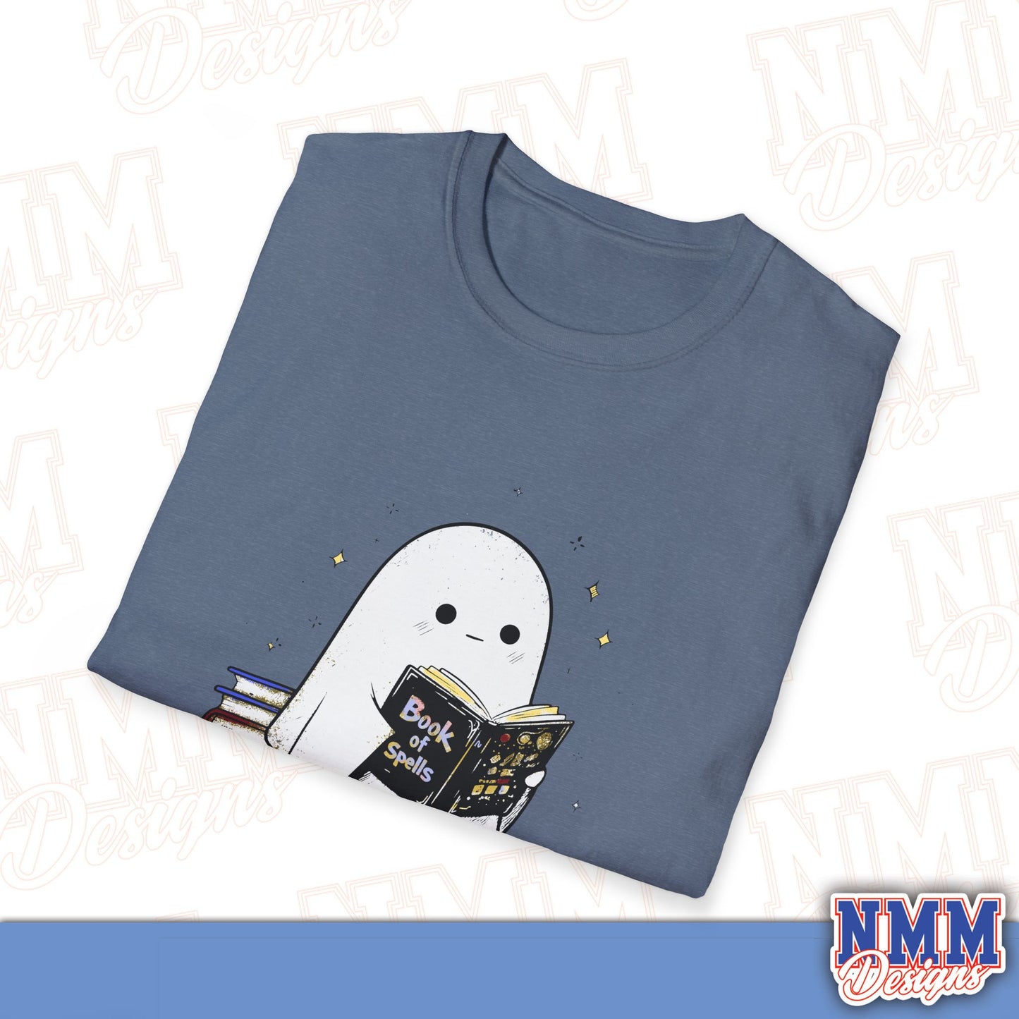 Ghost T-Shirt - Cute Ghost Reading a Book of Spells