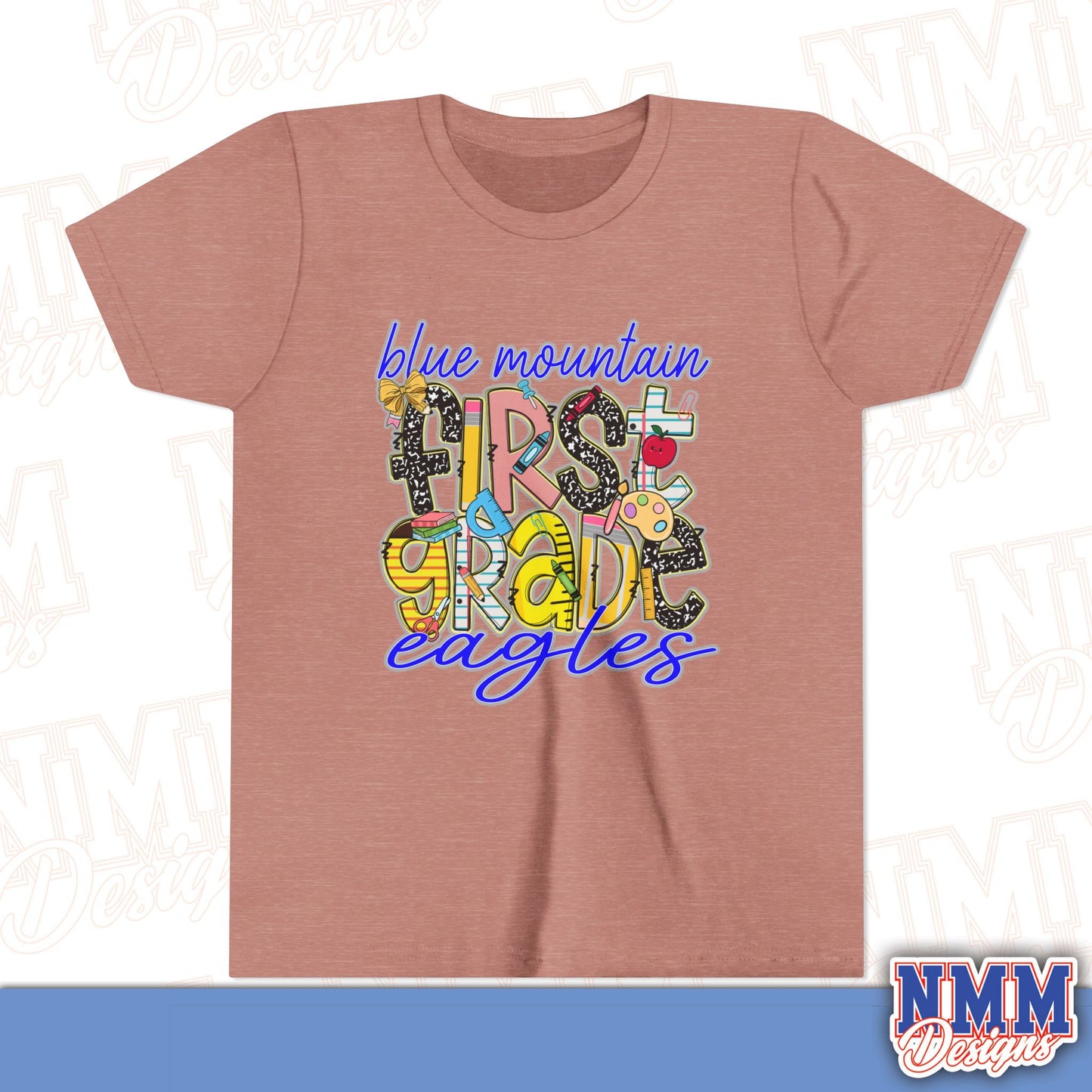 Blue Mountain Eagles First Grade Youth Shirt, Kids Sportswear, School Spirit Apparel, Back to School