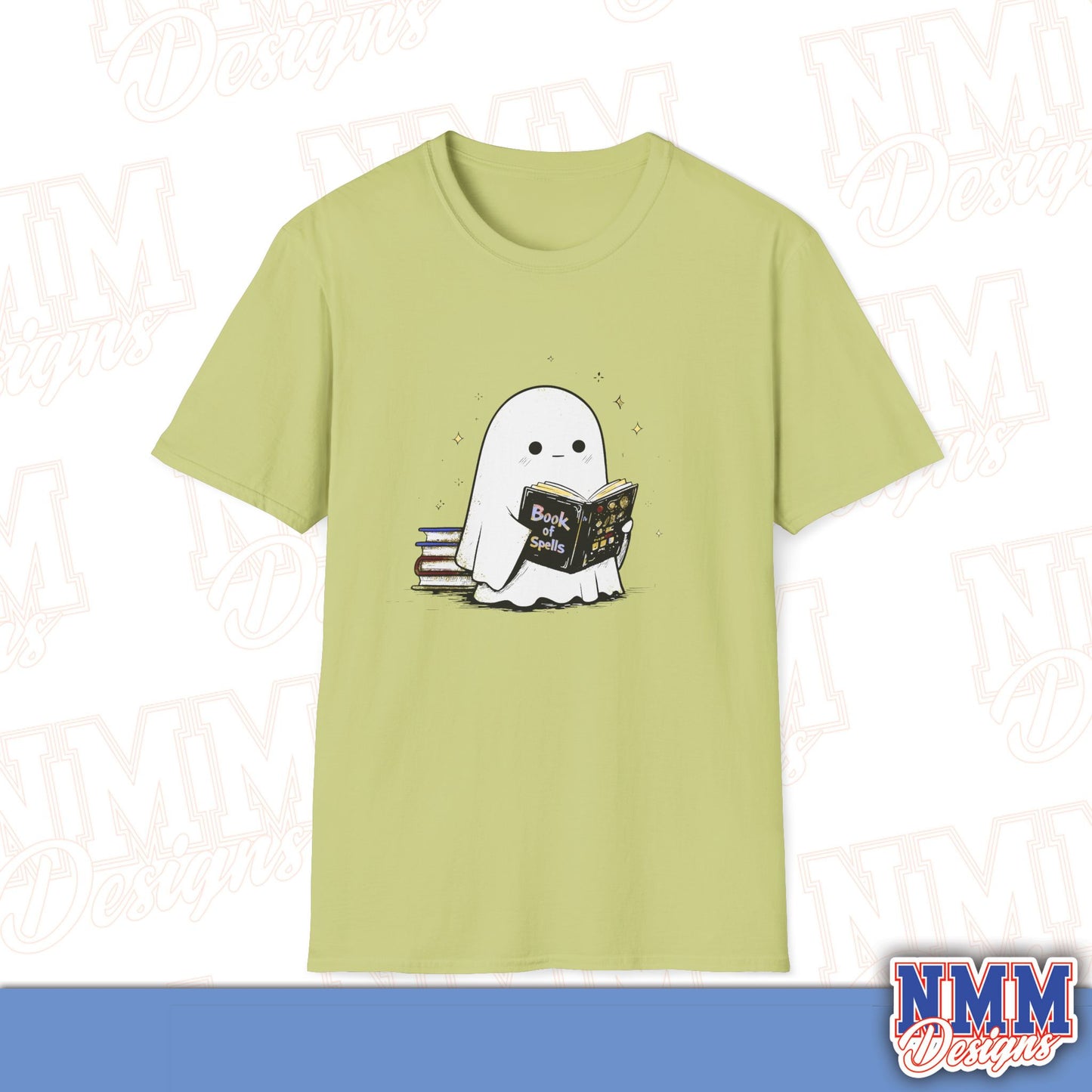 Ghost T-Shirt - Cute Ghost Reading a Book of Spells