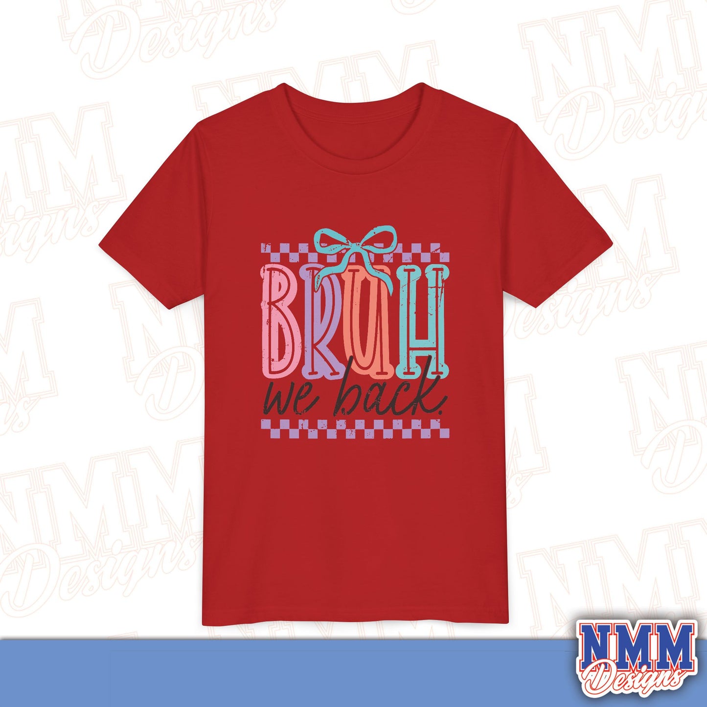 Colorful Youth Short Sleeve Tee - 'Bruh We Back' Fun Graphic T-Shirt for Kids, Birthday Gift, Everyday Wear, Summer Vibes, Trendy Apparel