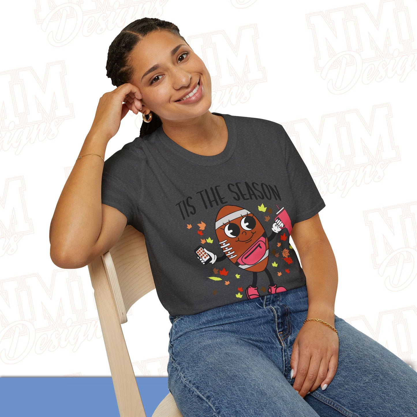 Festive Football T-Shirt, Unisex Softstyle Tee, Perfect for Game Day, Sports Events, Fall Celebrations, Holiday Gatherings, Casual Wear