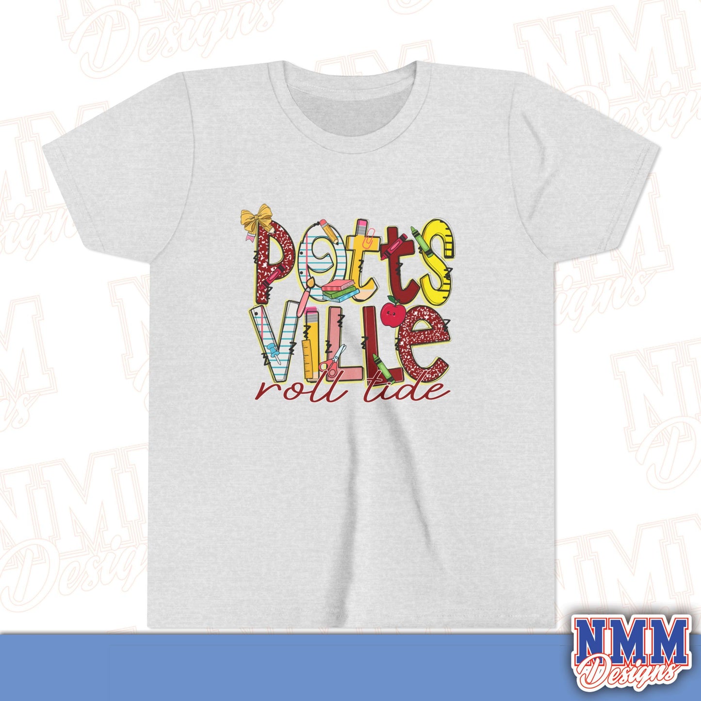 Pottsville Crimson Tide Youth Shirt, Kids Sportswear, School Spirit Apparel, Back to School