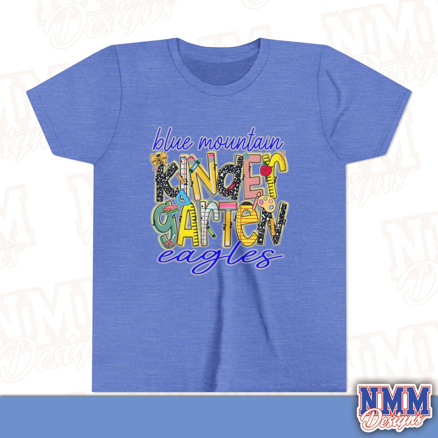 Blue Mountain Eagles Kindergarten Youth Shirt, Kids Sportswear, School Spirit Apparel, Back to School