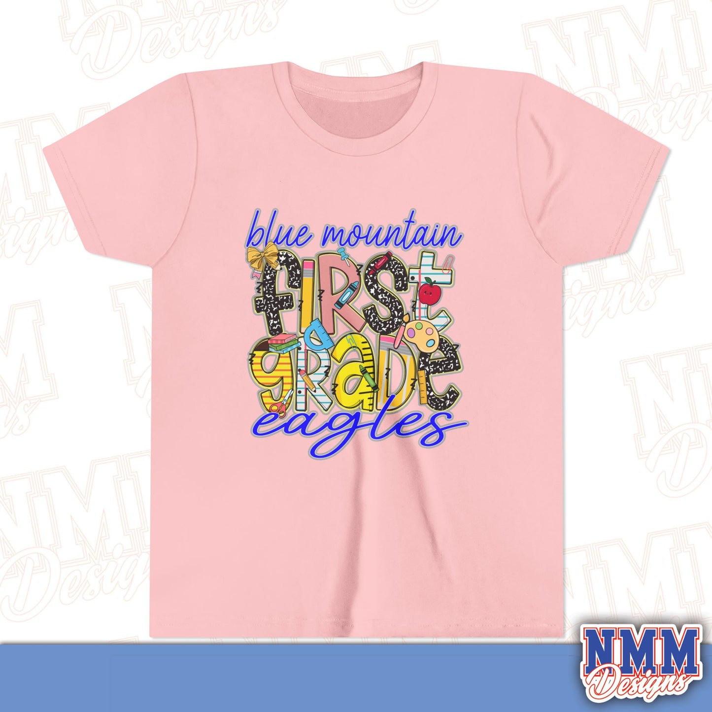 Blue Mountain Eagles First Grade Youth Shirt, Kids Sportswear, School Spirit Apparel, Back to School