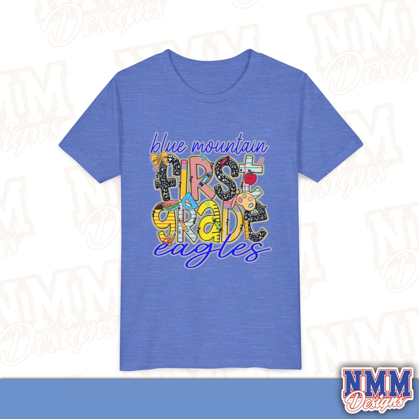 Blue Mountain Eagles First Grade Youth Shirt, Kids Sportswear, School Spirit Apparel, Back to School