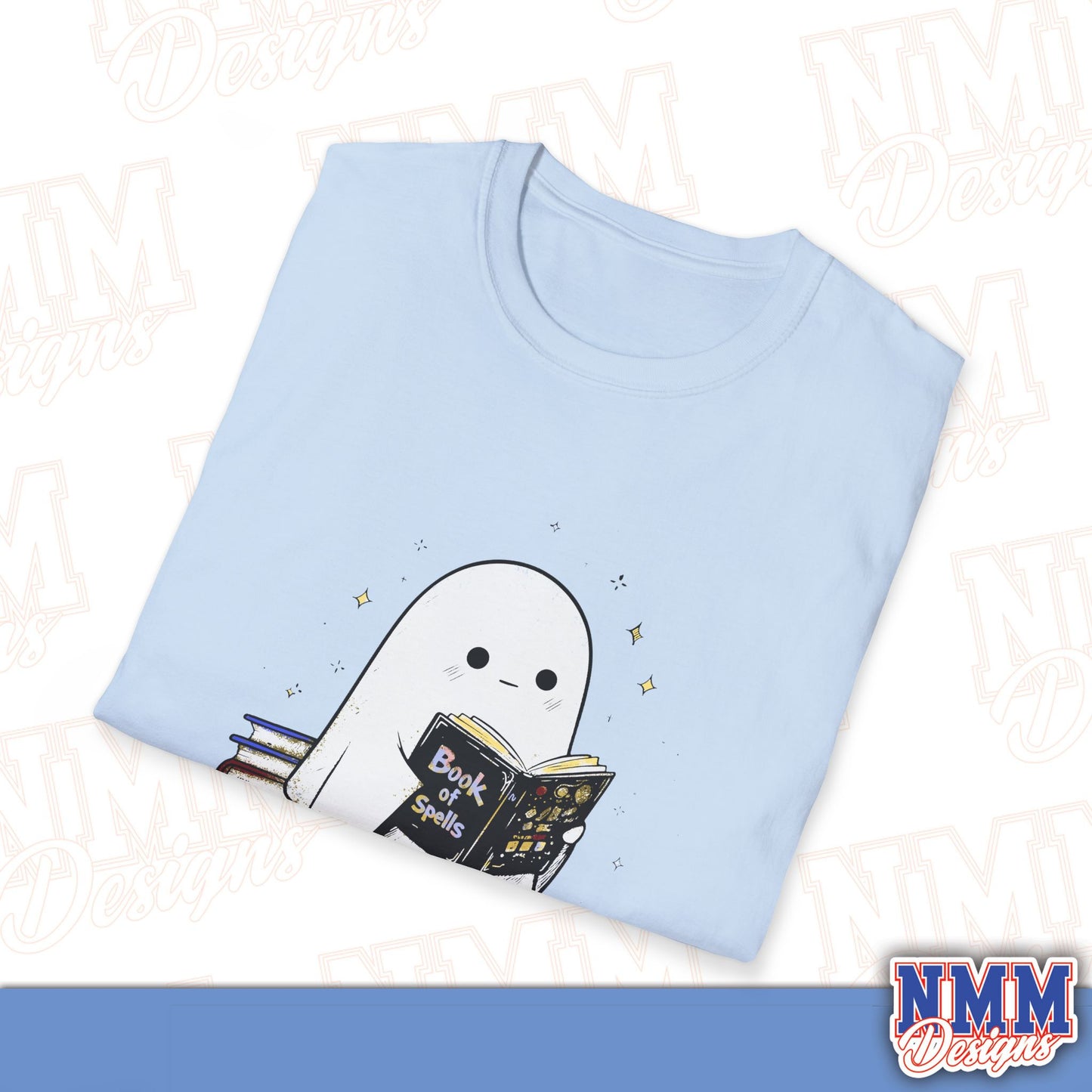 Ghost T-Shirt - Cute Ghost Reading a Book of Spells