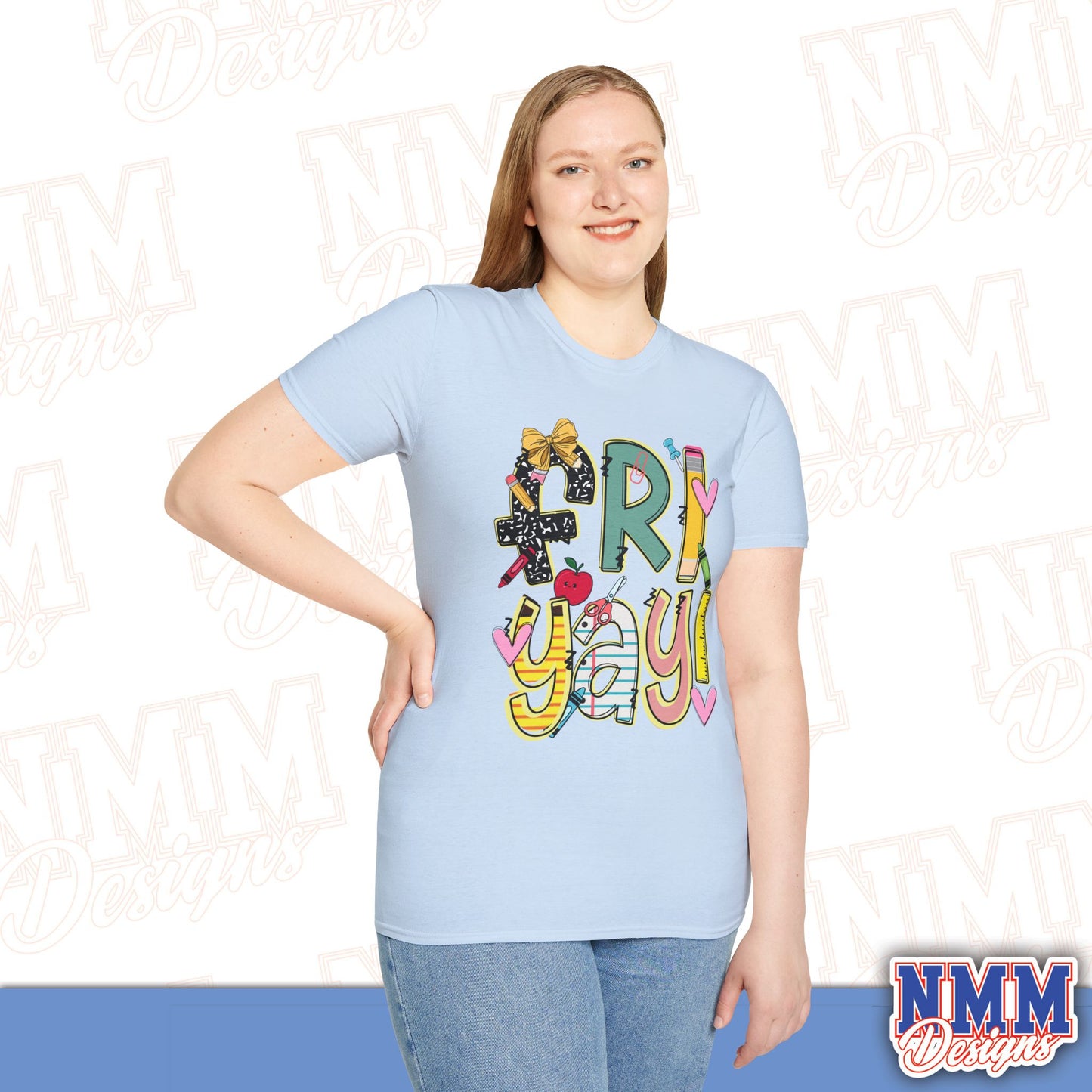 FRI-YAY Unisex Softstyle T-Shirt, Fun Graphic Tee, Weekend Vibe Shirt, Gift for Friends, Casual Wear, Celebration Outfit