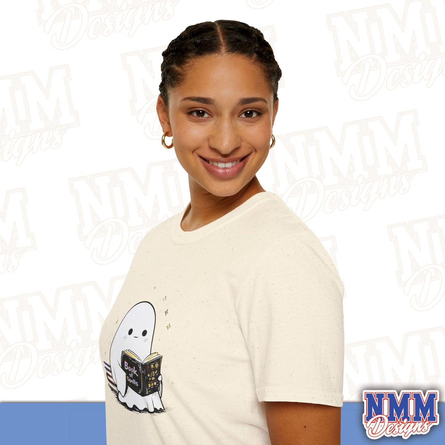 Ghost T-Shirt - Cute Ghost Reading a Book of Spells