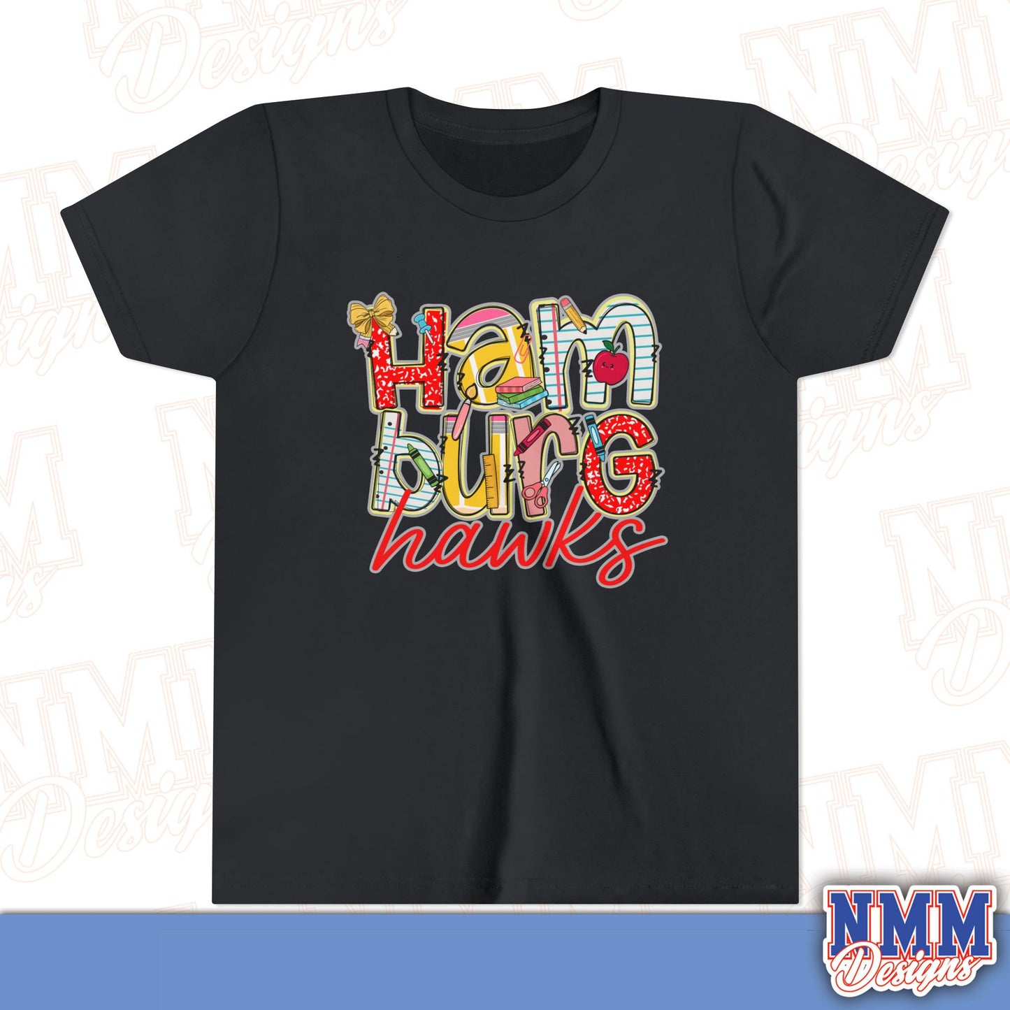 Hamburg Hawks Youth Shirt, Kids Sportswear,School Spirit Apparel, Back to School