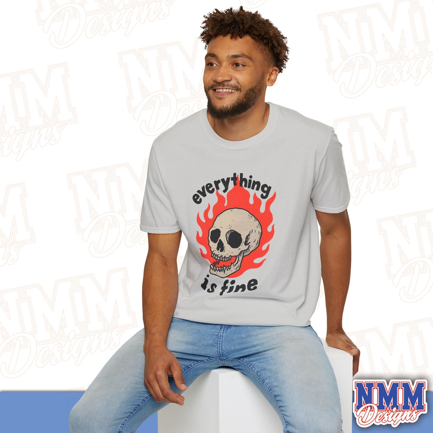 Everything is Fine Skull T-Shirt, Unisex Softstyle Tee, Casual Everyday Shirt, Gift for Skulls Lovers, Alternative Fashion Top