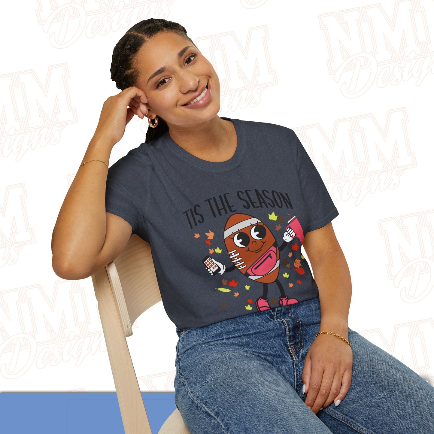 Festive Football T-Shirt, Unisex Softstyle Tee, Perfect for Game Day, Sports Events, Fall Celebrations, Holiday Gatherings, Casual Wear