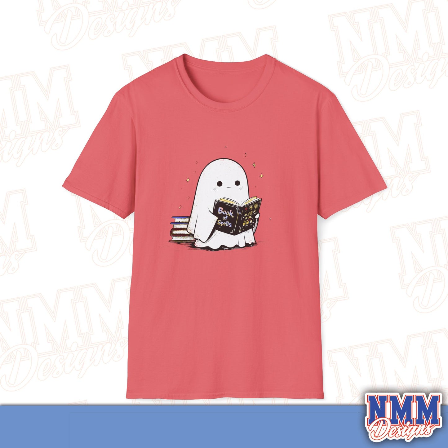 Ghost T-Shirt - Cute Ghost Reading a Book of Spells