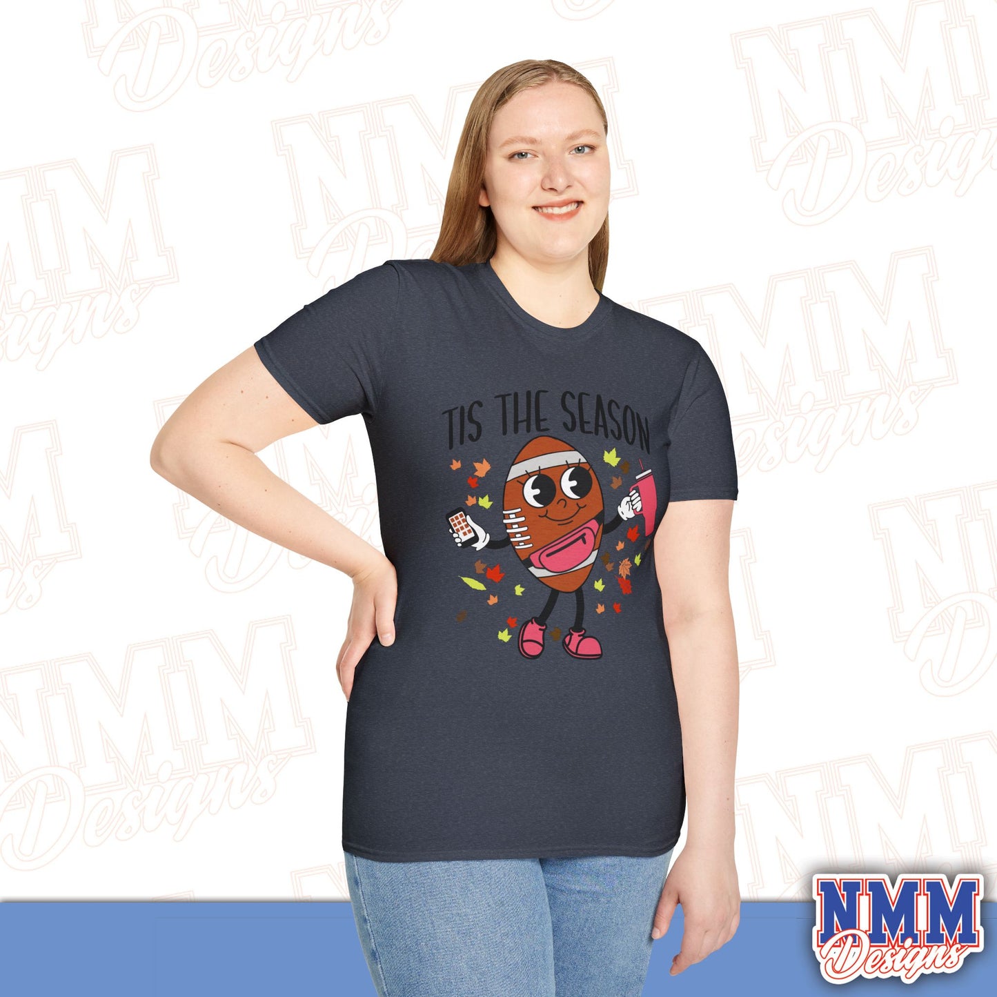 Festive Football T-Shirt, Unisex Softstyle Tee, Perfect for Game Day, Sports Events, Fall Celebrations, Holiday Gatherings, Casual Wear