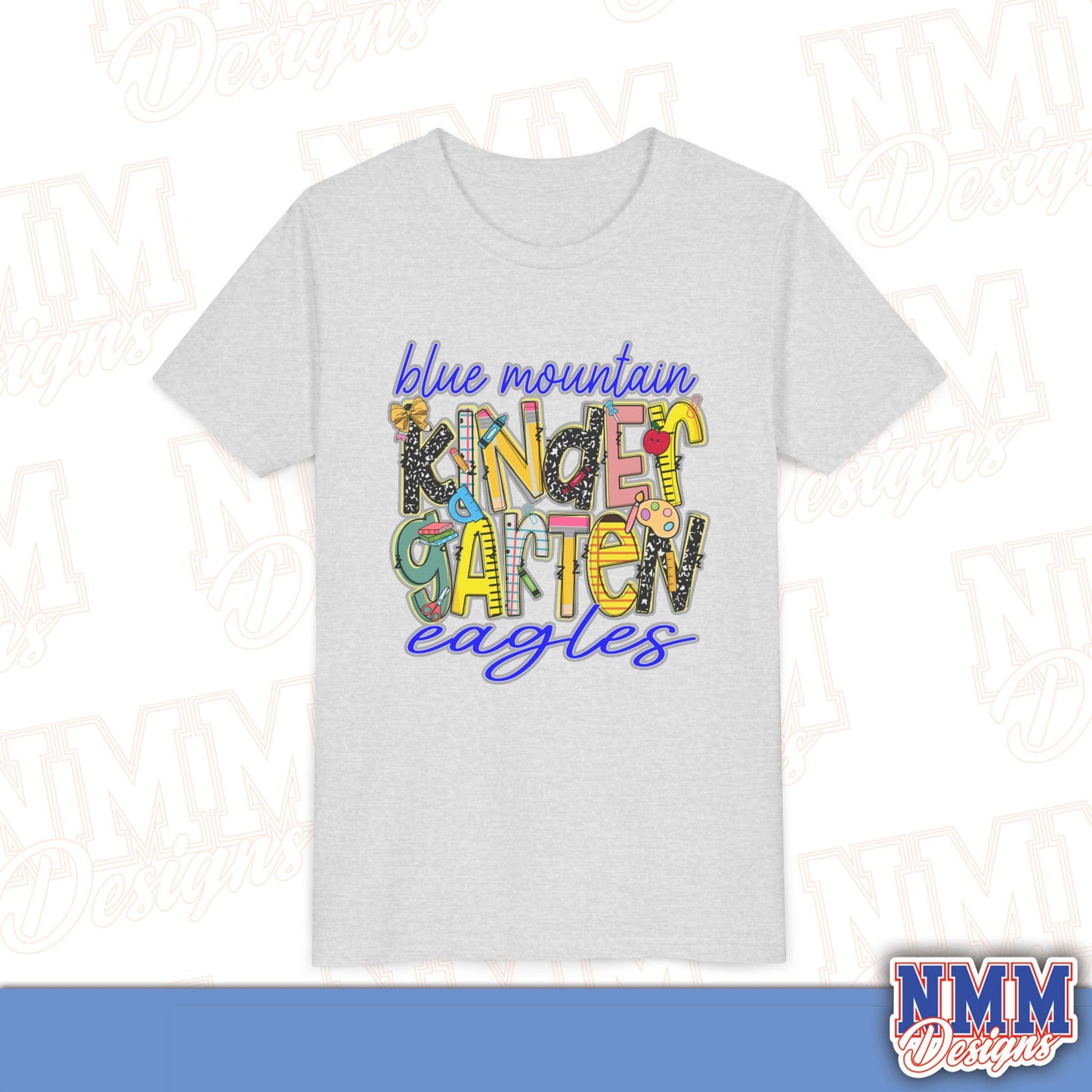 Blue Mountain Eagles Kindergarten Youth Shirt, Kids Sportswear, School Spirit Apparel, Back to School
