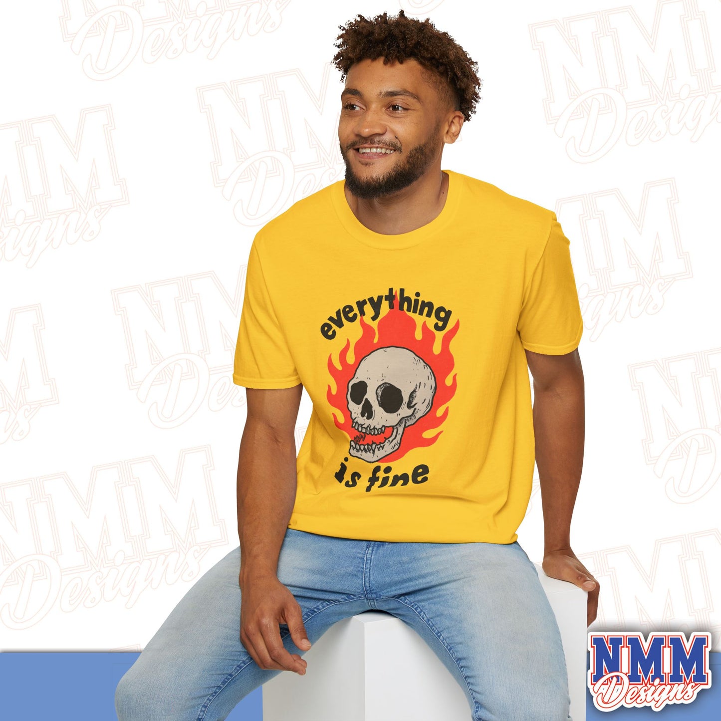 Everything is Fine Skull T-Shirt, Unisex Softstyle Tee, Casual Everyday Shirt, Gift for Skulls Lovers, Alternative Fashion Top