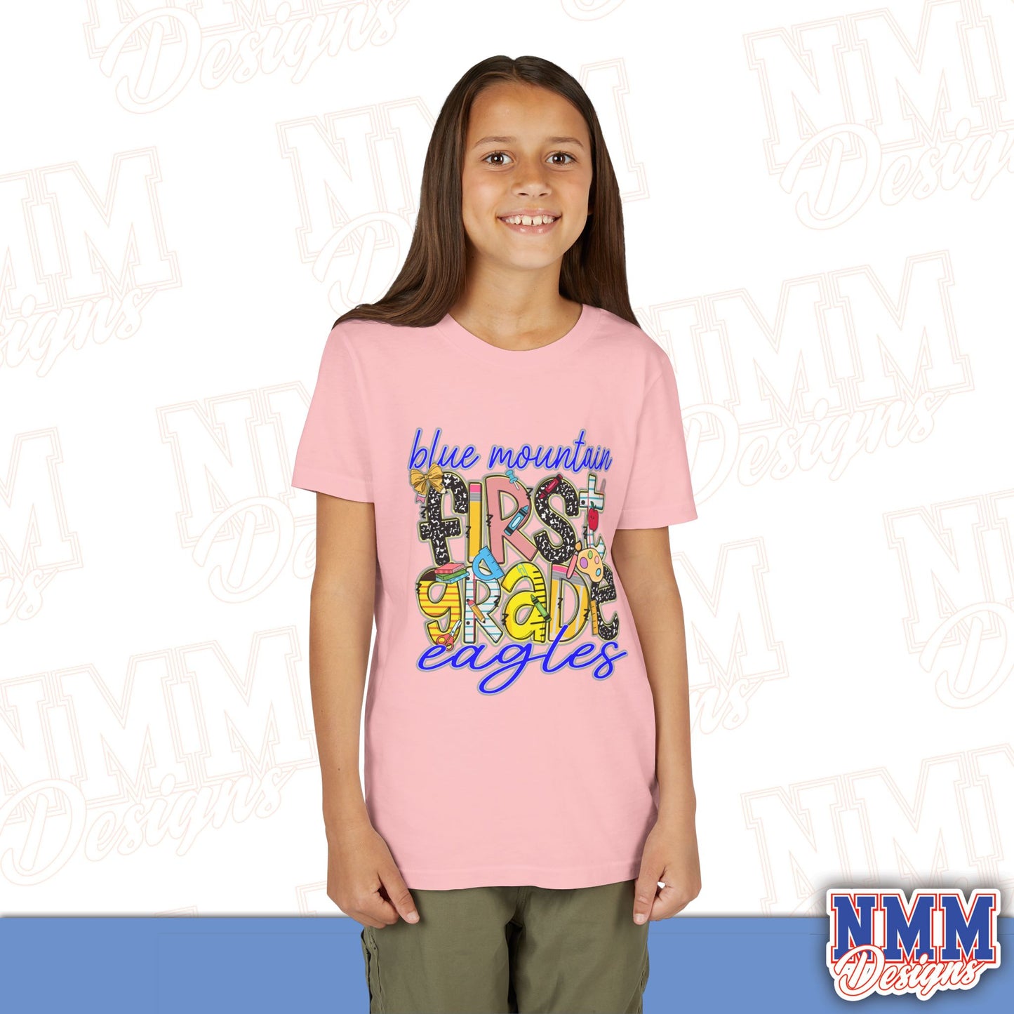 Blue Mountain Eagles First Grade Youth Shirt, Kids Sportswear, School Spirit Apparel, Back to School