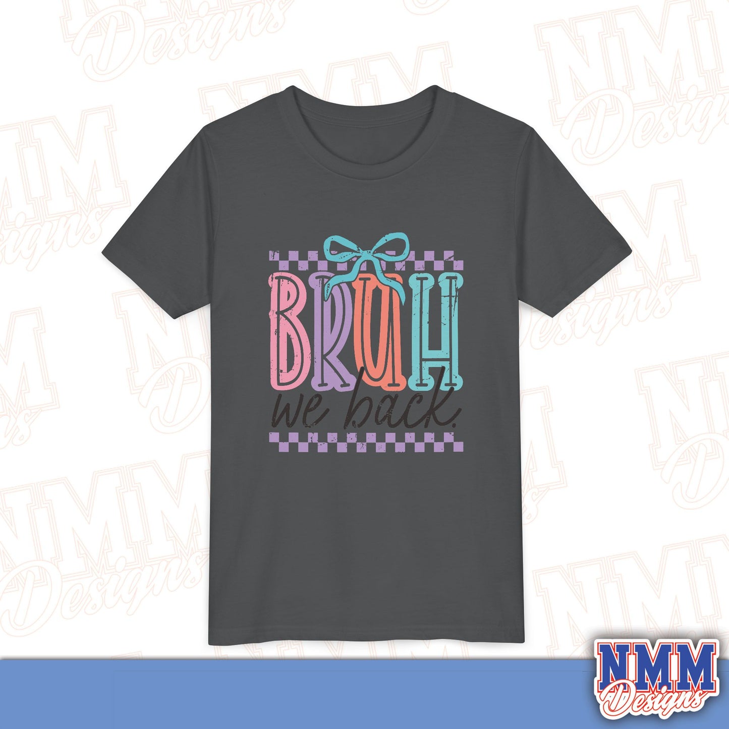 Colorful Youth Short Sleeve Tee - 'Bruh We Back' Fun Graphic T-Shirt for Kids, Birthday Gift, Everyday Wear, Summer Vibes, Trendy Apparel