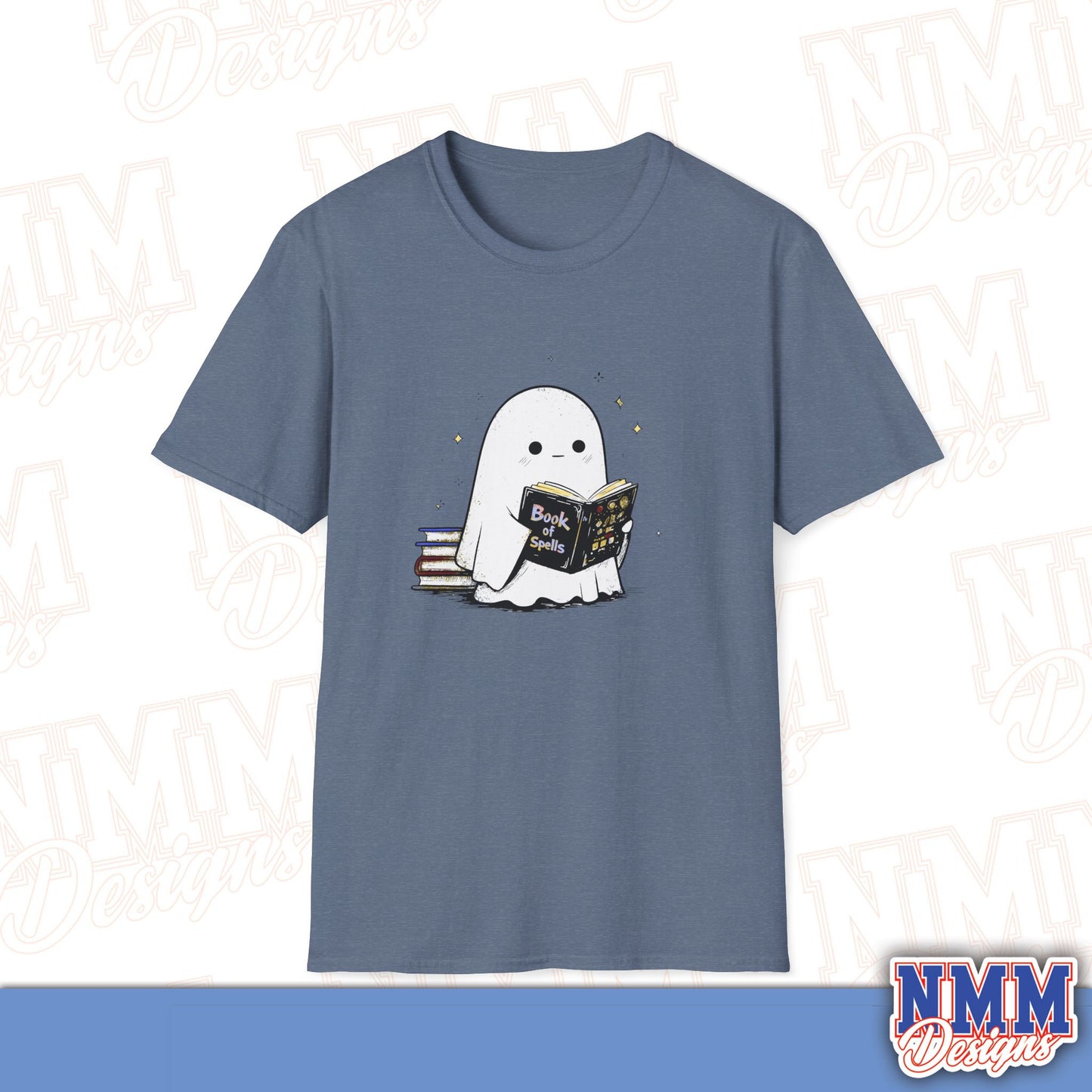 Ghost T-Shirt - Cute Ghost Reading a Book of Spells